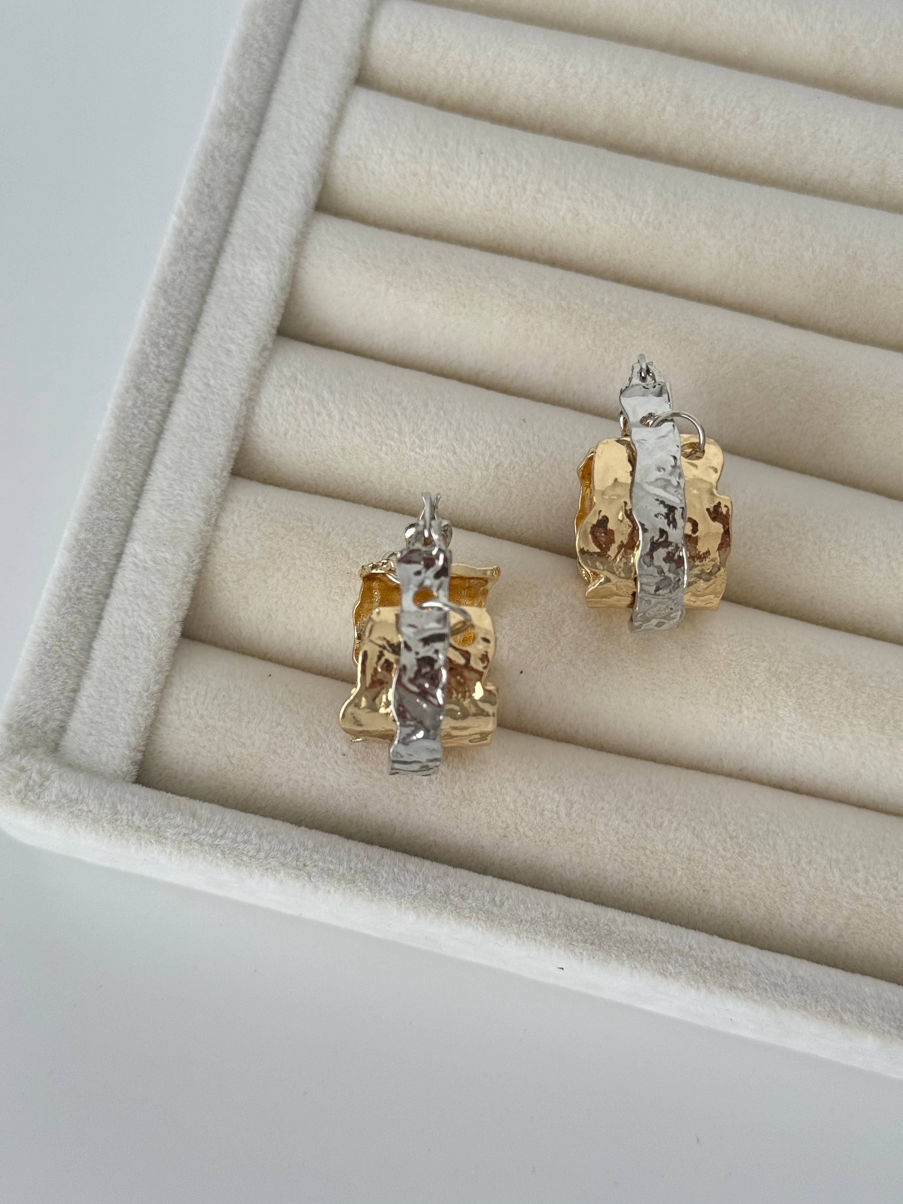 İTHAL ÇİFT RENK GOLD HALKA KÜPE