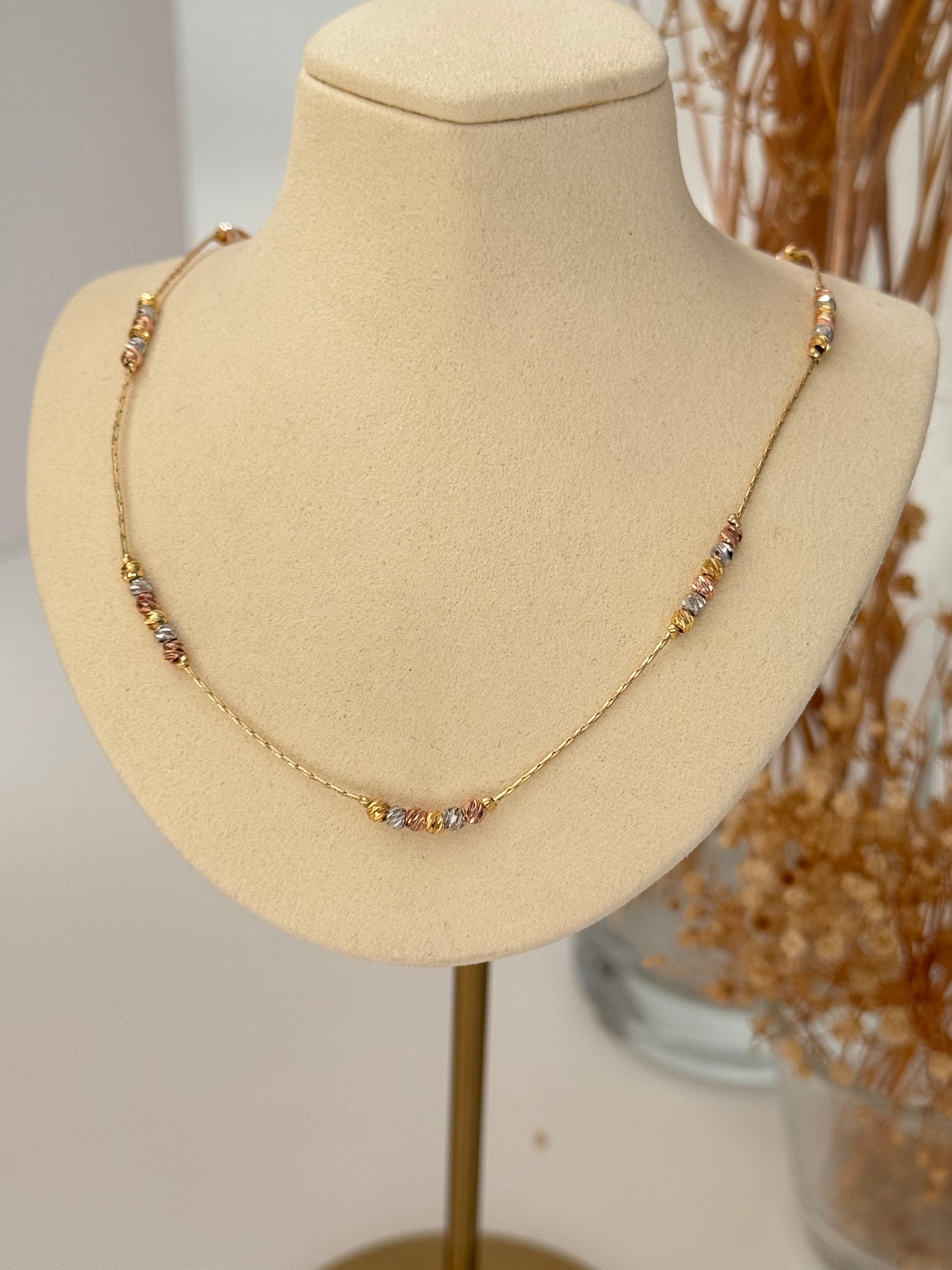 KAİA ALTIN KAPLAMA DORİKALI 3 RENKLİ KOLYE