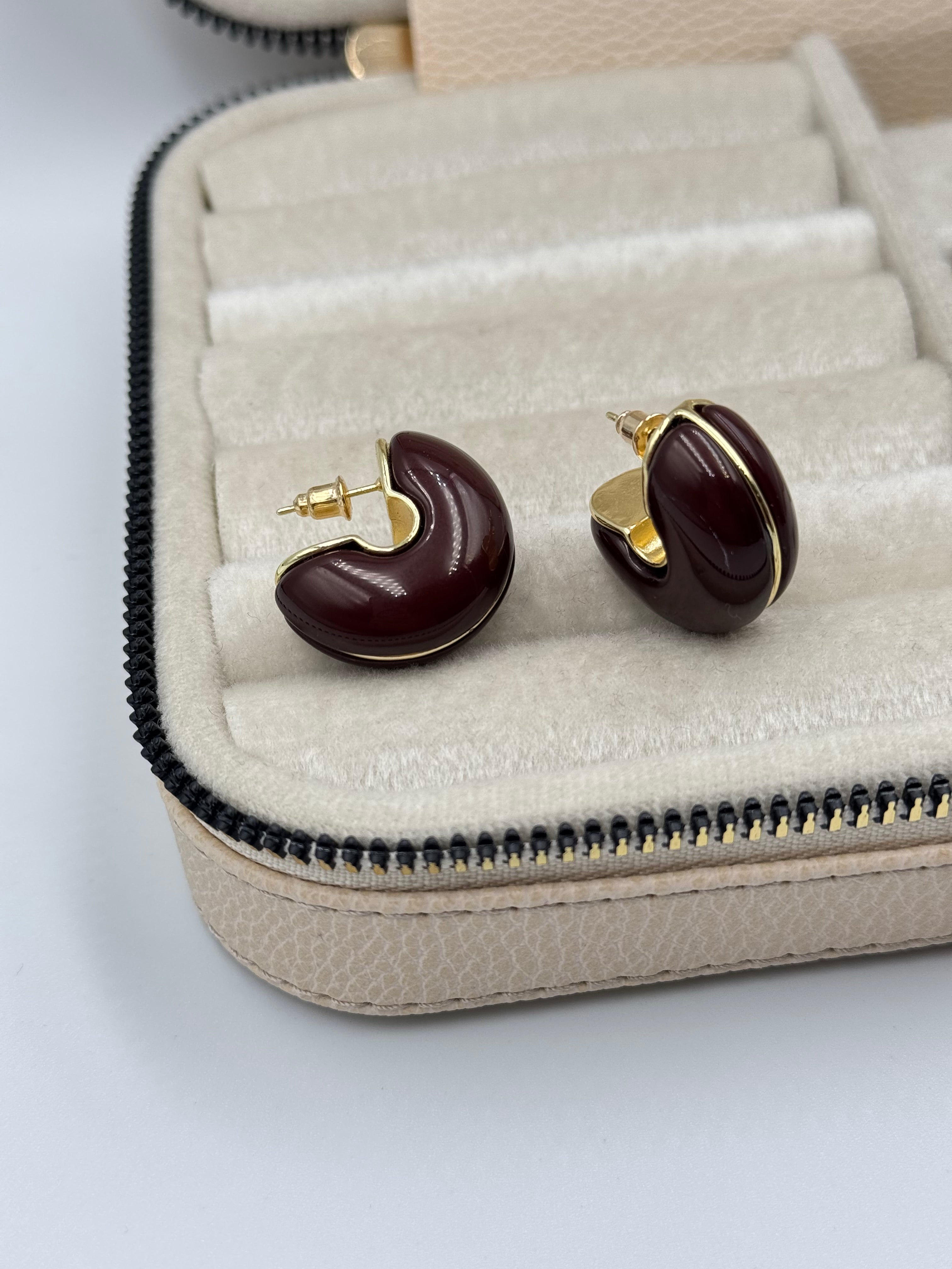 İTHAL KAHVERENGİ KEMİK HALKA KÜPE