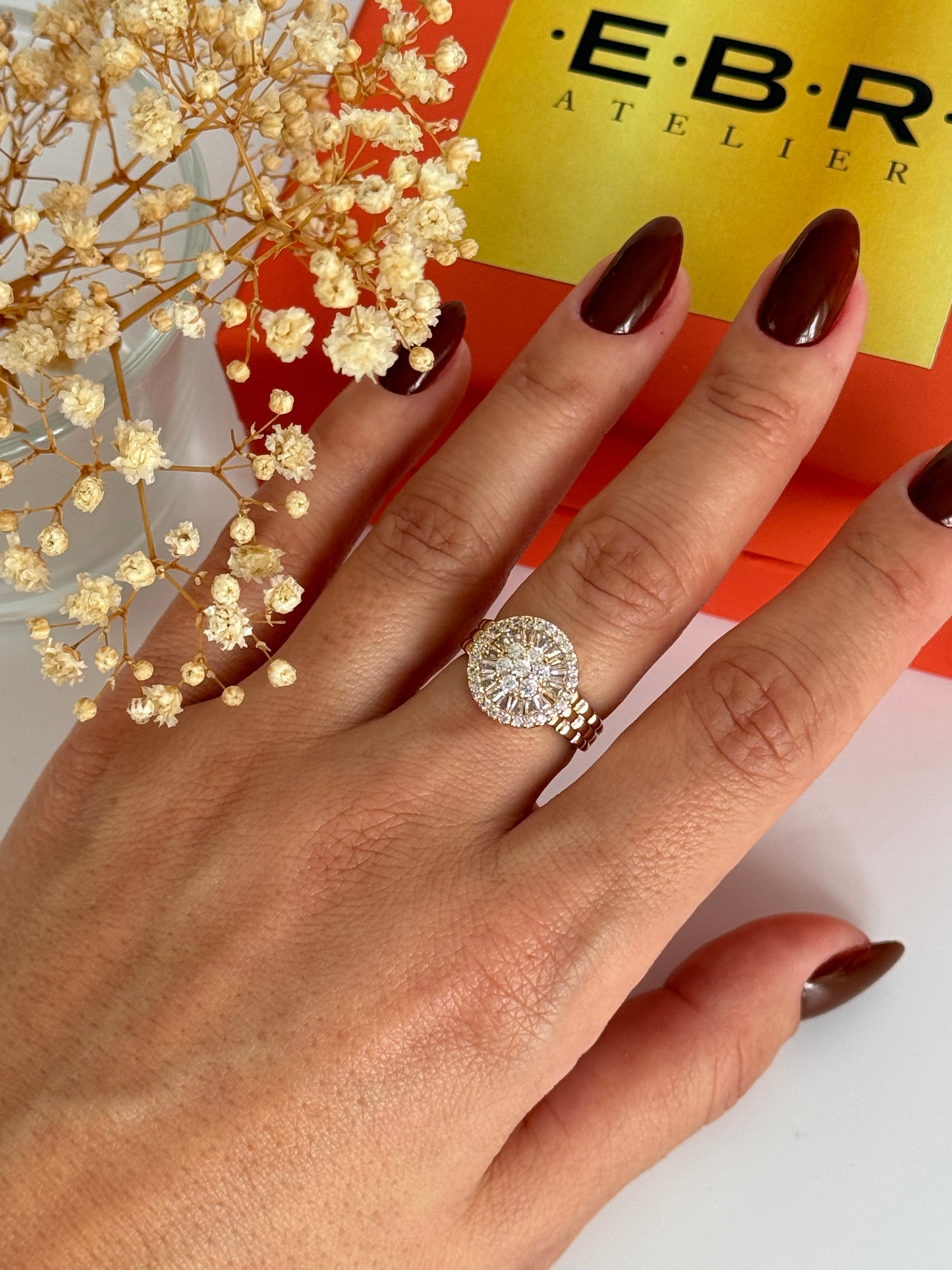 İTHAL TAŞ DETAYLI AYARLANABİLİR GOLD YÜZÜK