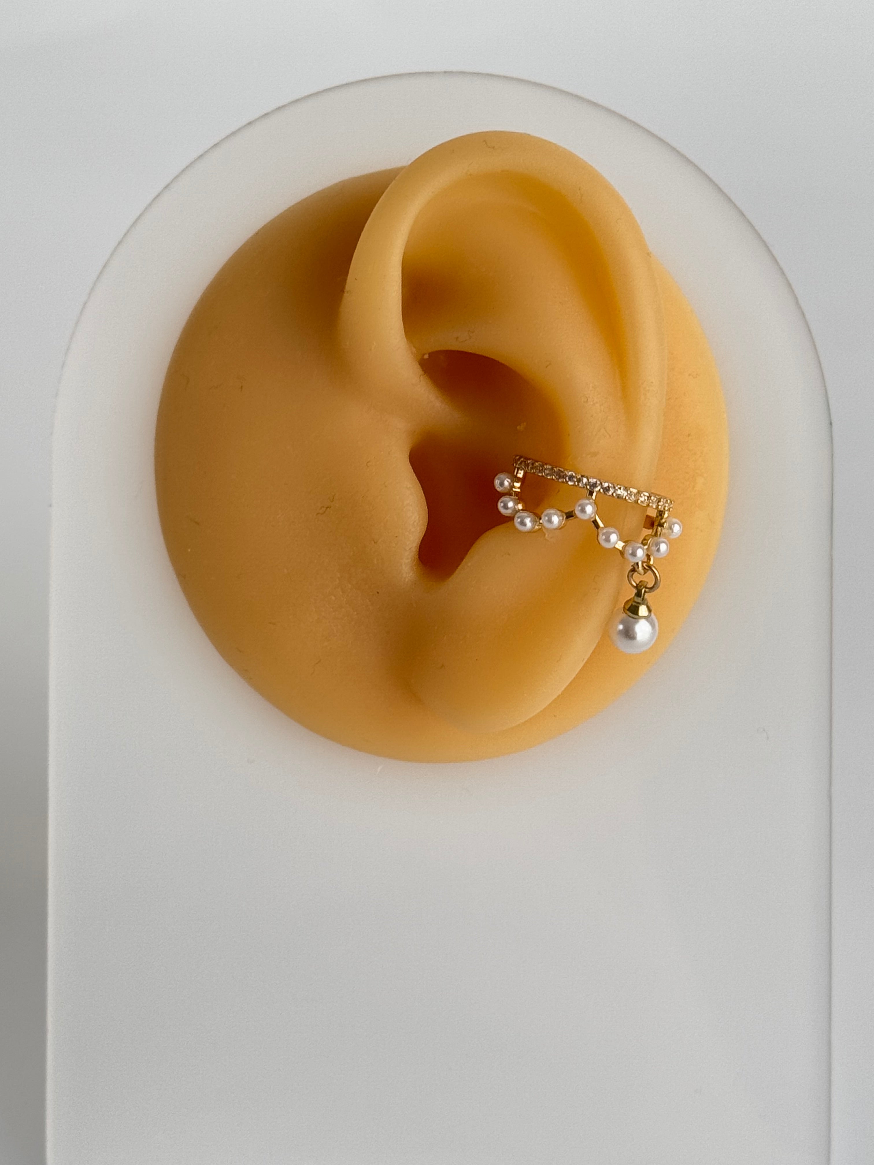 İTHAL İNCİ DETAYLI GOLD KIKIRDAK KÜPE EARCUFF