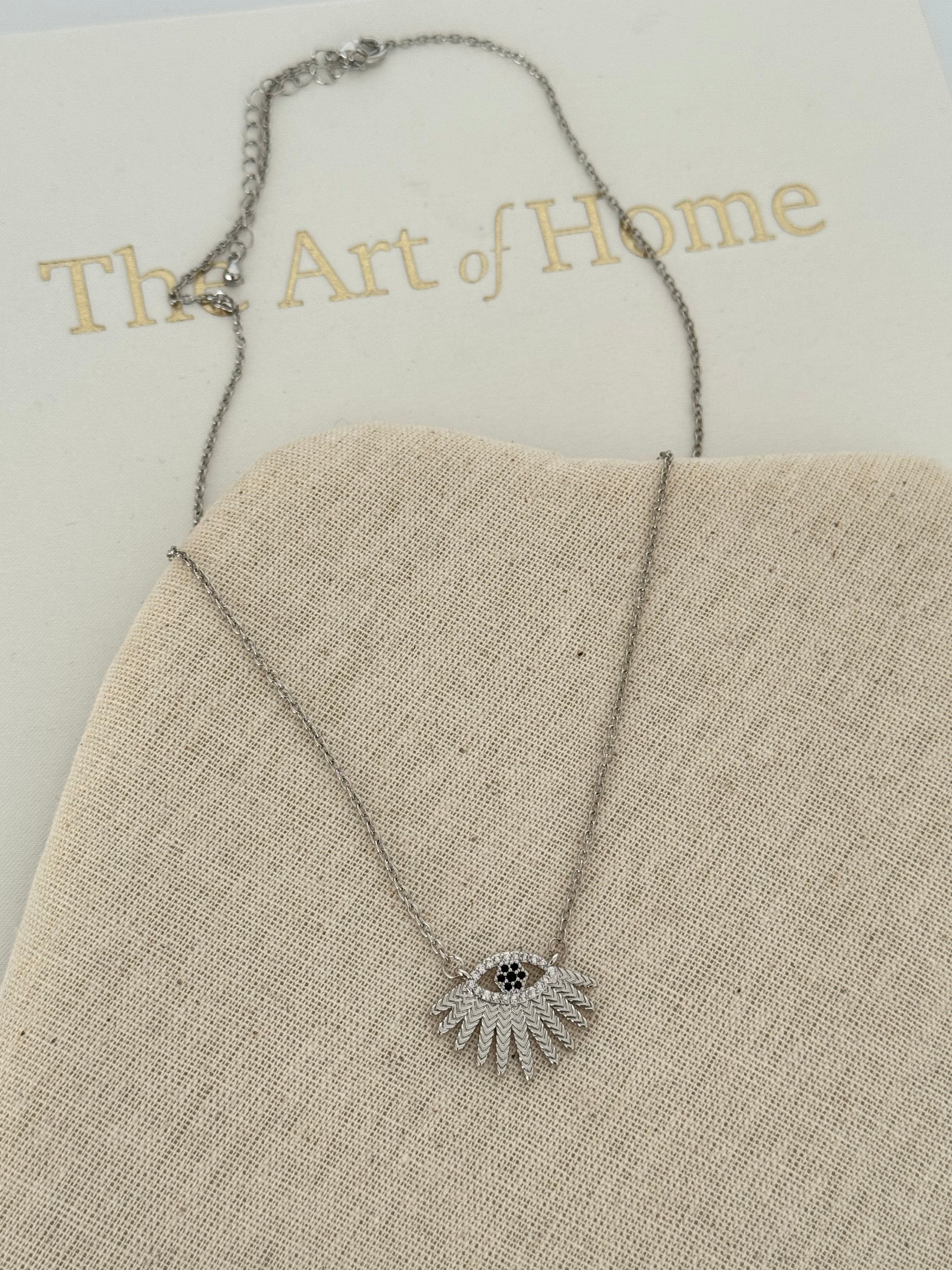 ALVERA GÖZ DETAYLI SİLVER KOLYE