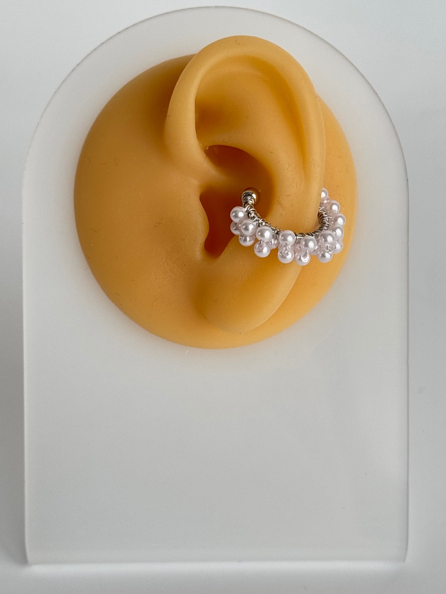 İTHAL İNCİ DETAYLI SİLVER KIKIRDAK KÜPE EARCUFF