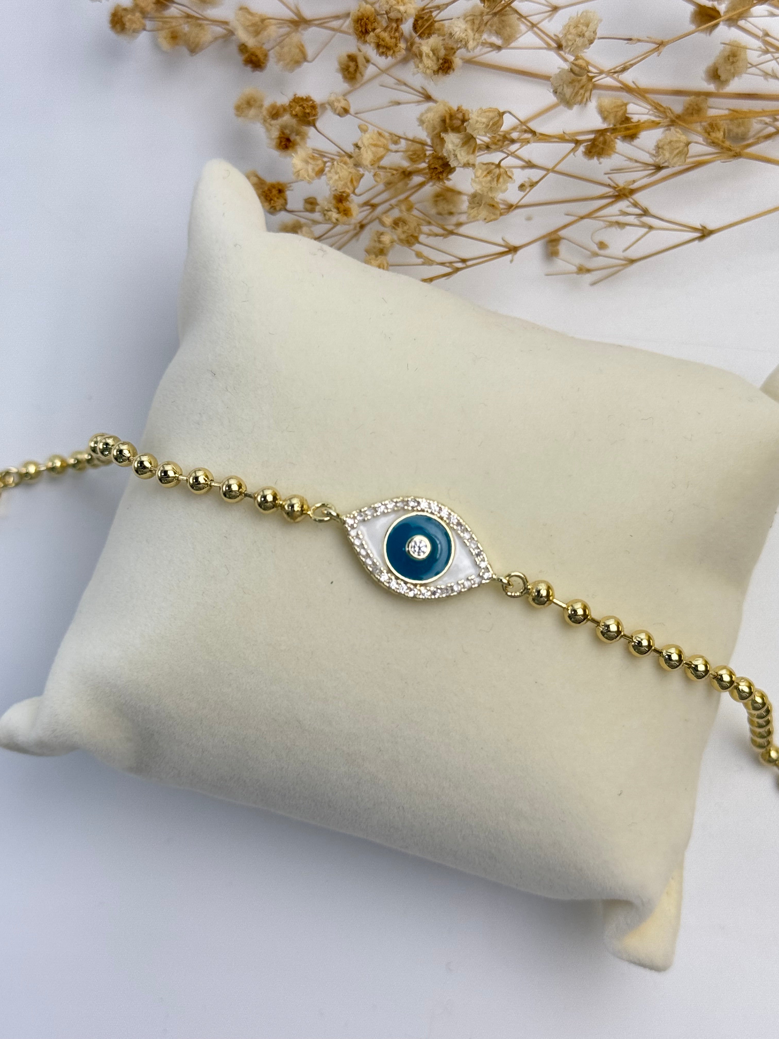 LORA NAZAR BONCUK DETAYLI GOLD BİLEKLİK