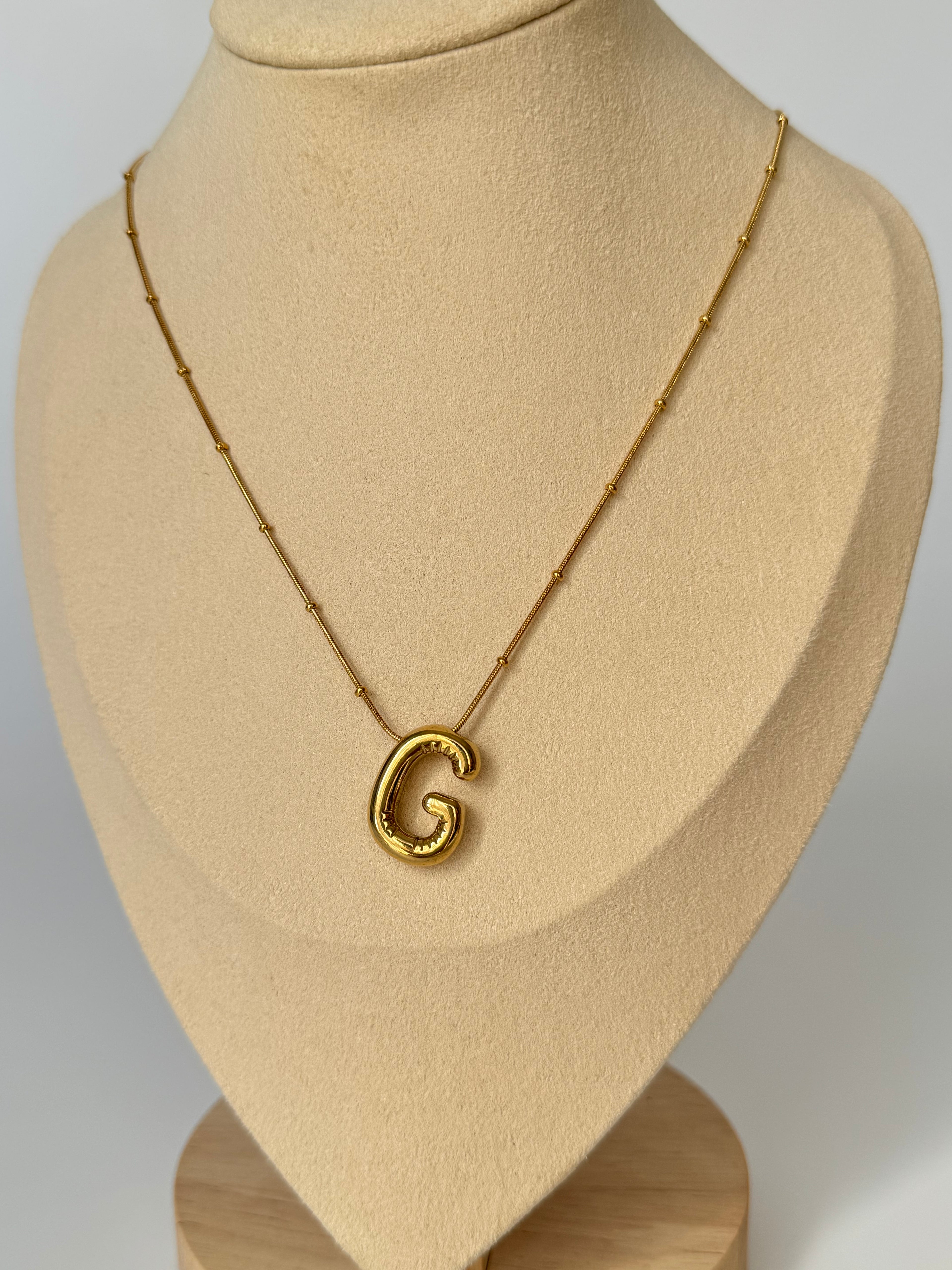 İthal Balon G Harf Gold Kolye