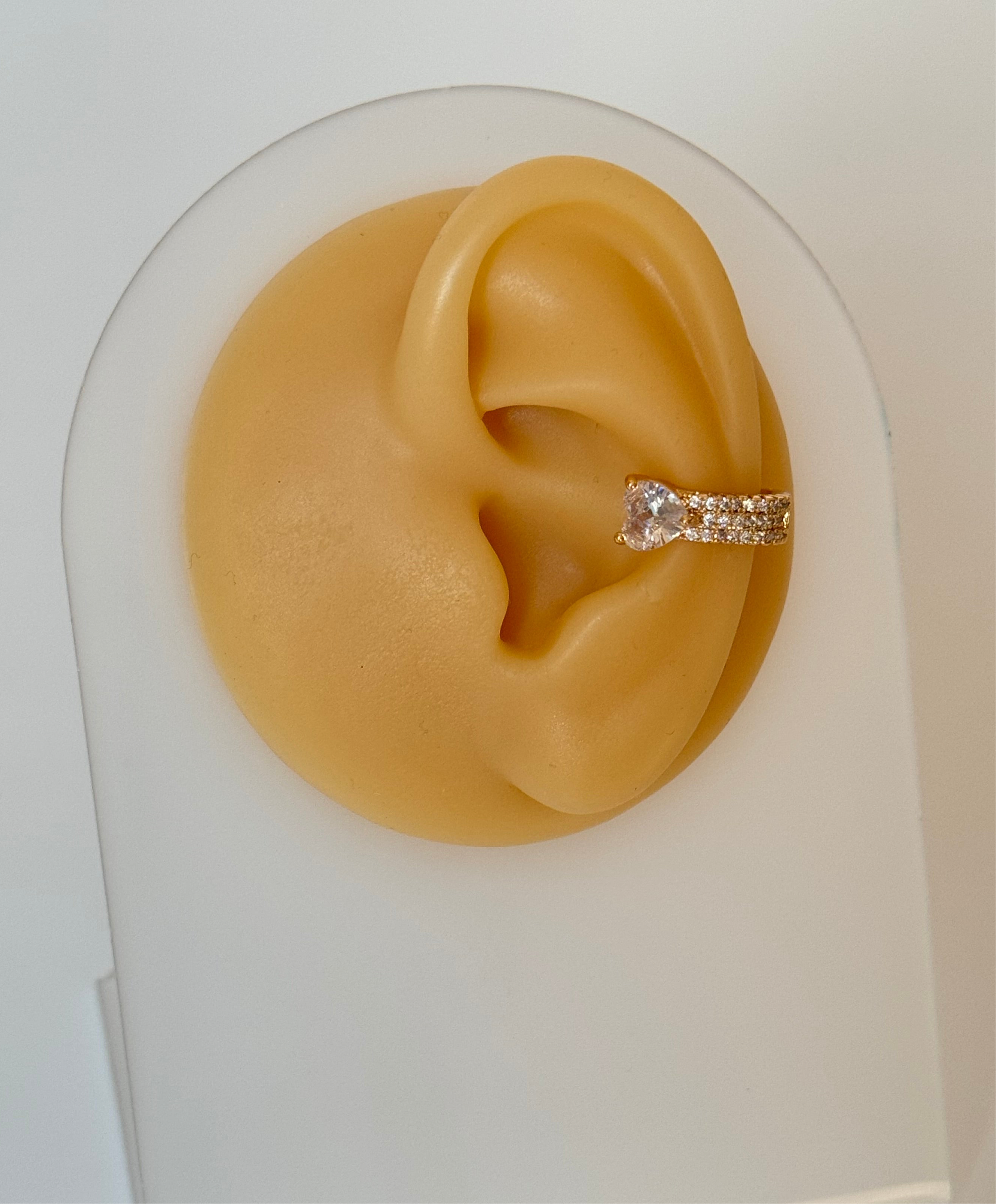 İTHAL KALP DETAYLI GOLD KIKIRDAK KÜPE EARCUFF