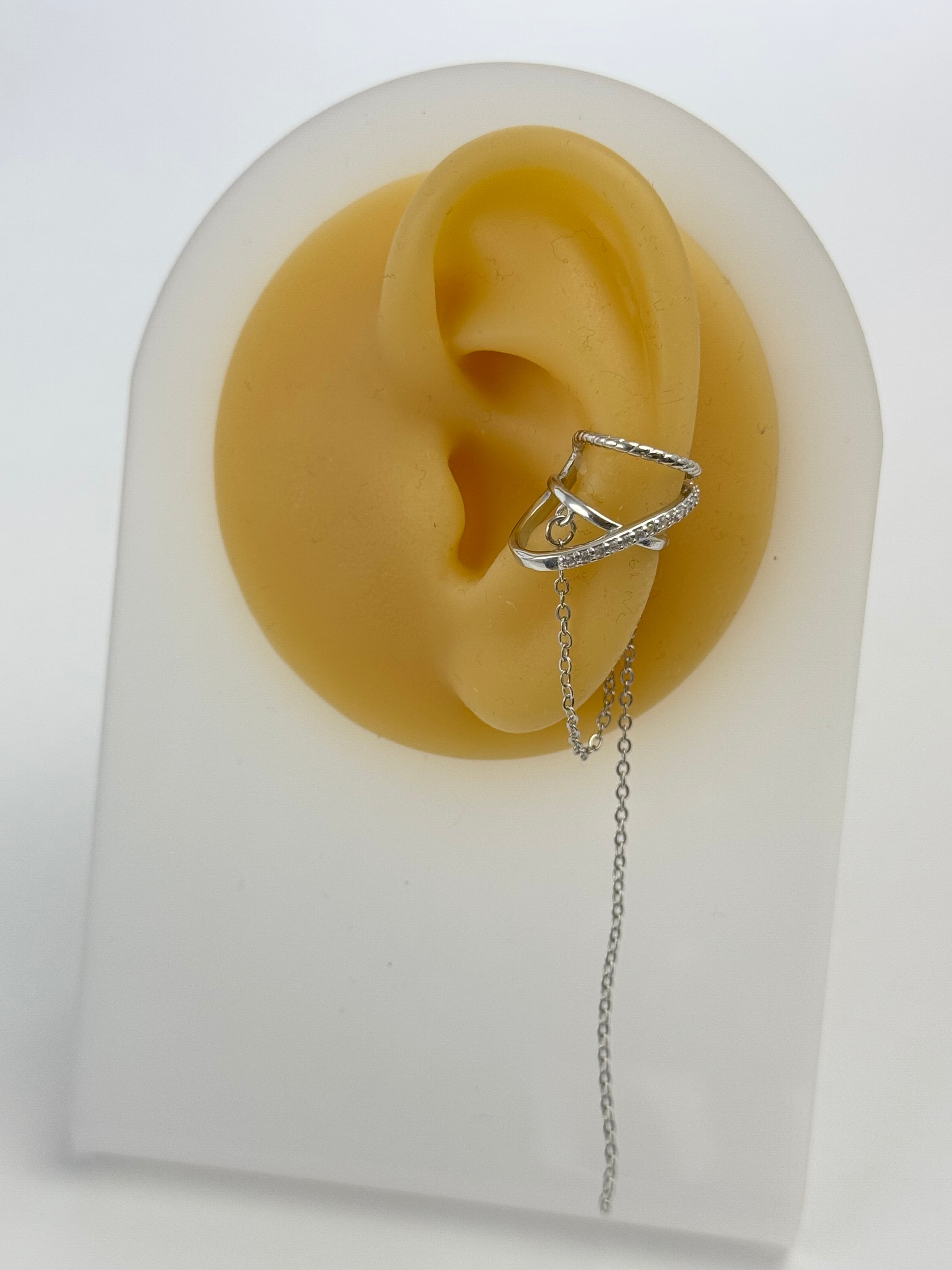 İTHAL TAŞ DETAYLI SİLVER SOL KULAK KIKIRDAK KÜPE EARCUFF