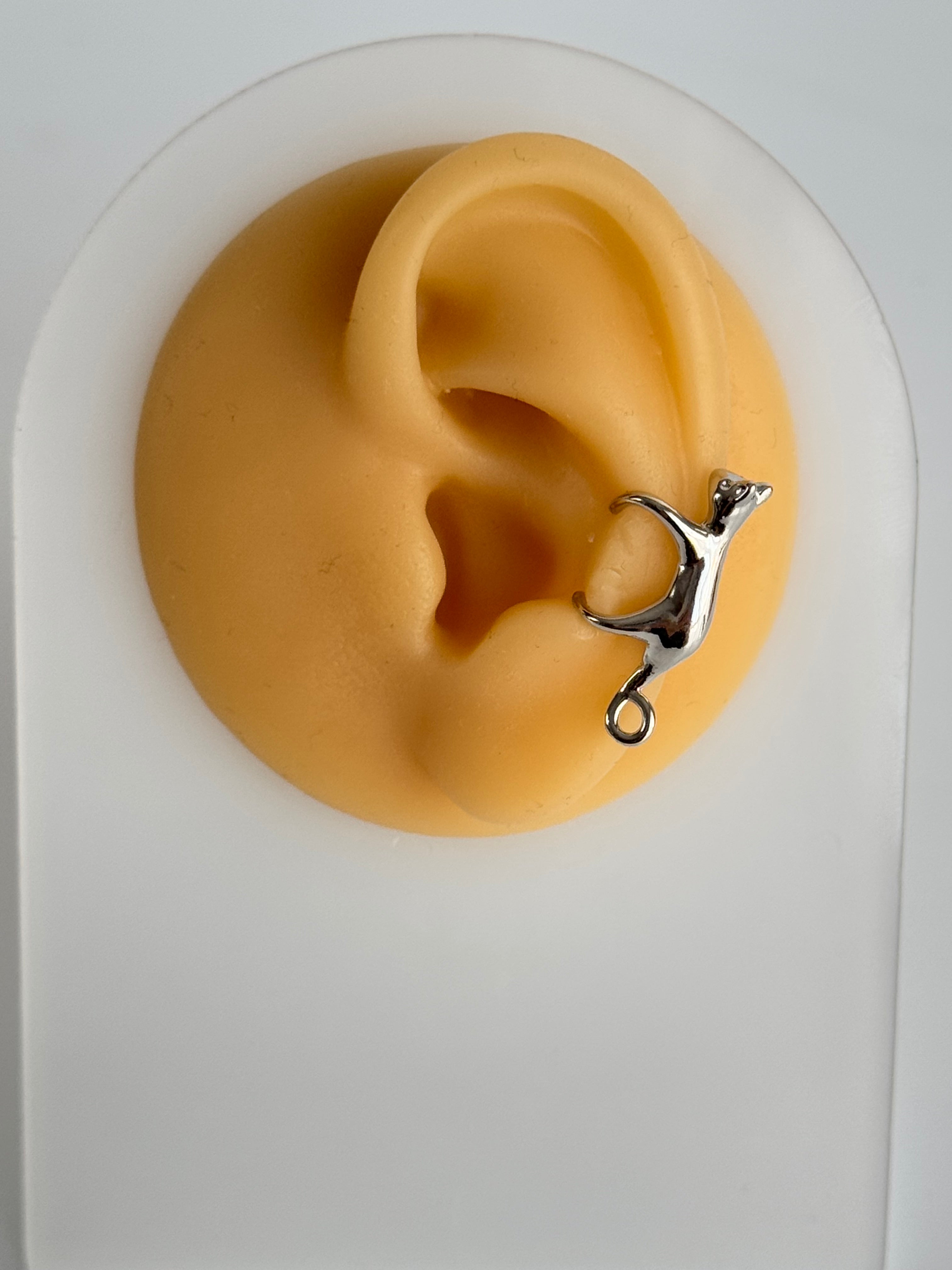 İTHAL KEDİLİ SİLVER KIKIRDAK KÜPE EARCUFF