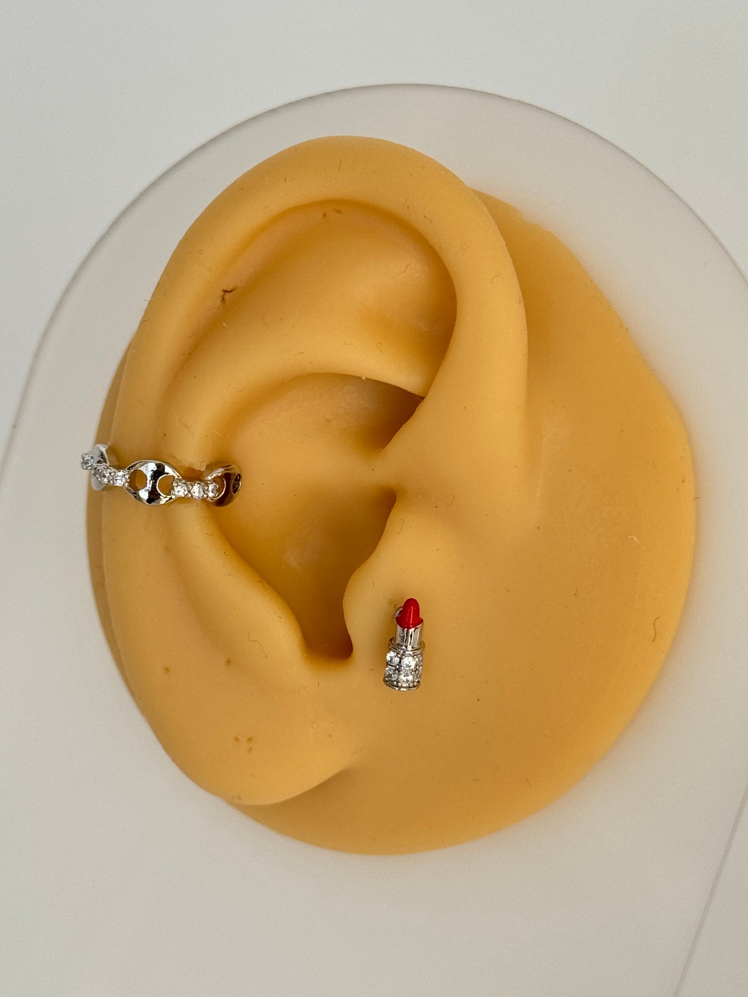 İTHAL RUJ DETAYLI SİLVER PİERCİNG