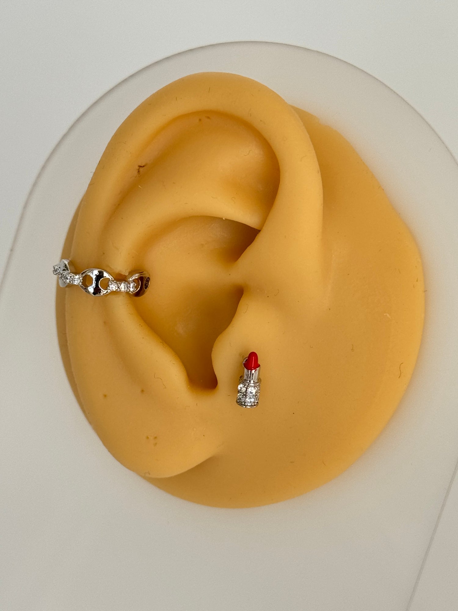 İTHAL RUJ DETAYLI SİLVER PİERCİNG