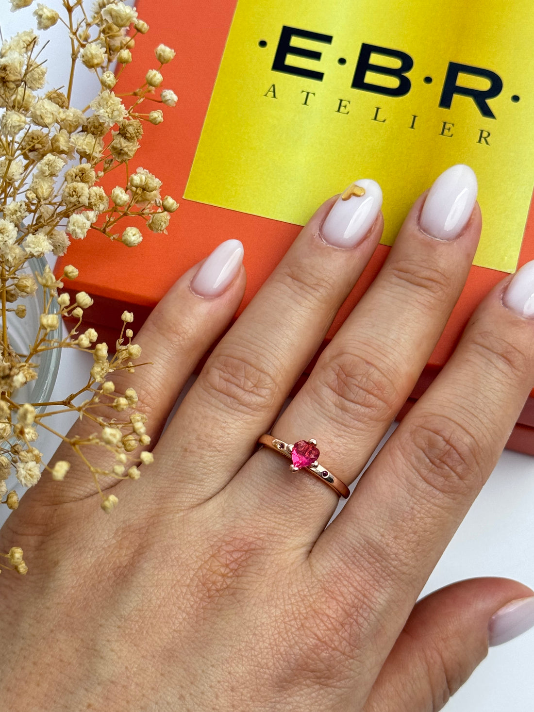 İTHAL KIRMIZI KALP DETAYLI ROSE AYARLANABİLİR YÜZÜK