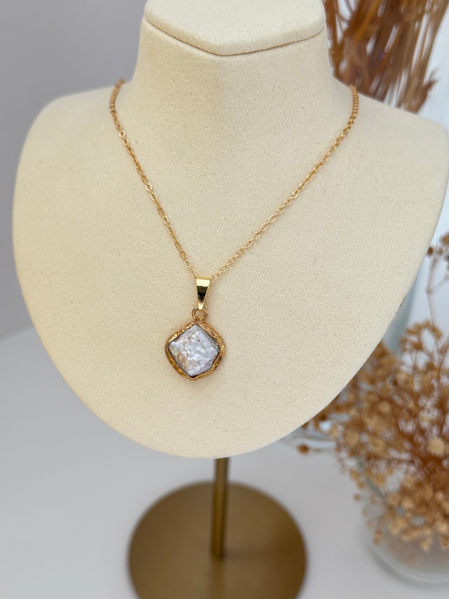 GERÇEK BAROK İNCİLİ ALTIN KAPLAMA KOLYE