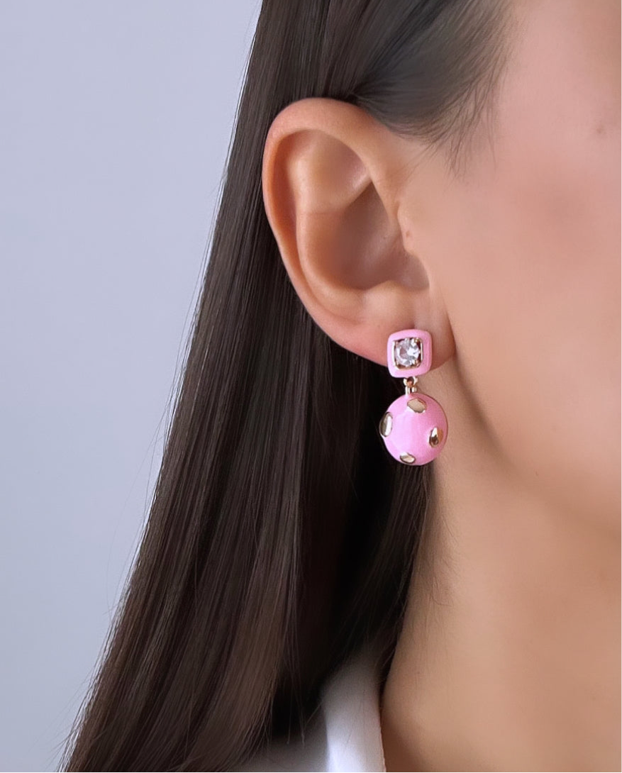 PEMBE MİNELİ KÜPE