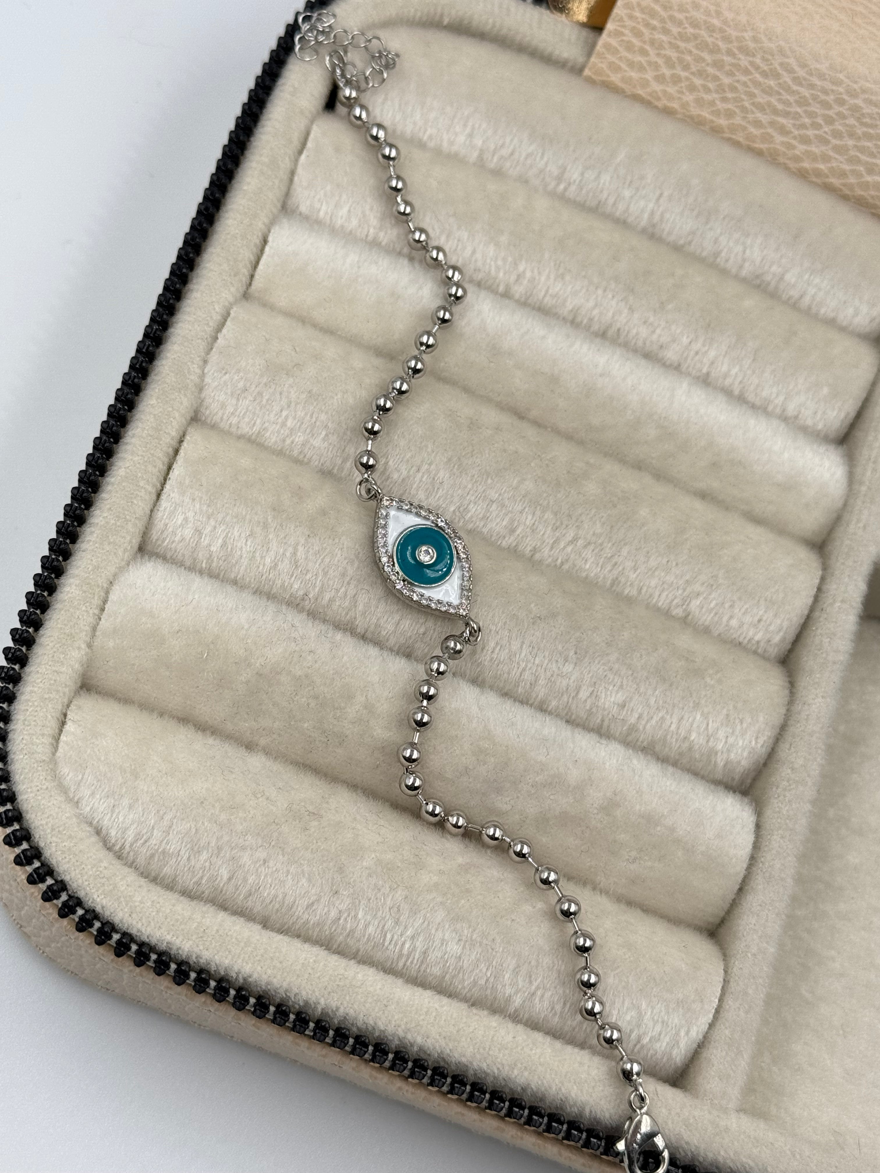 LORA NAZAR BONCUK DETAYLI SİLVER BİLEKLİK