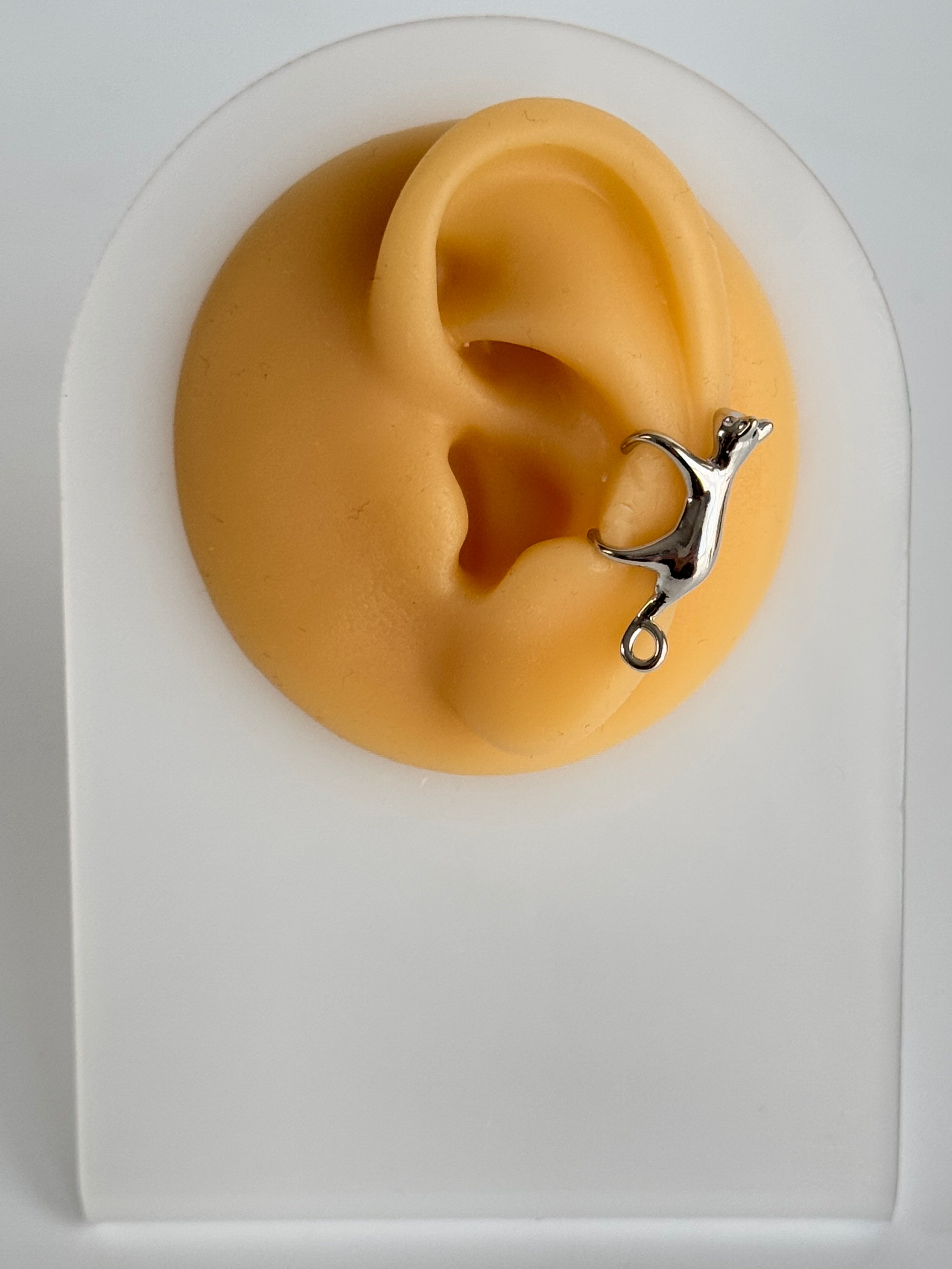 İTHAL KEDİLİ SİLVER KIKIRDAK KÜPE EARCUFF