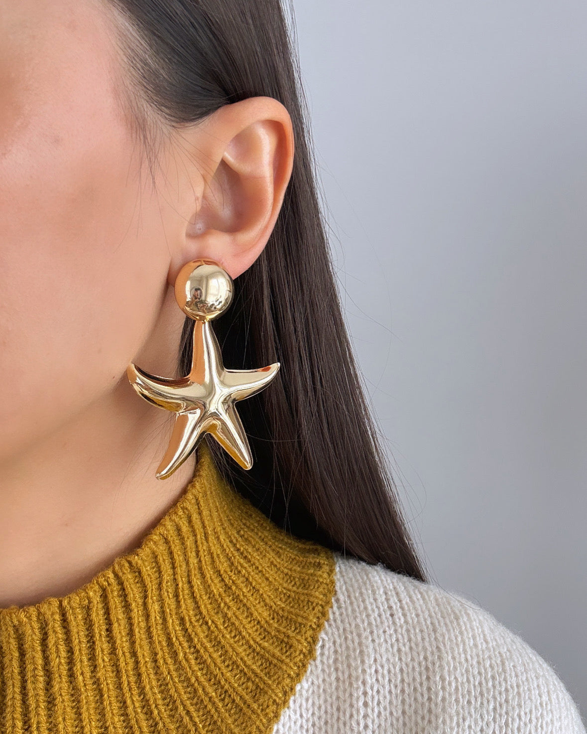 İTHAL DENİZ YILDIZI MODEL GOLD KÜPE