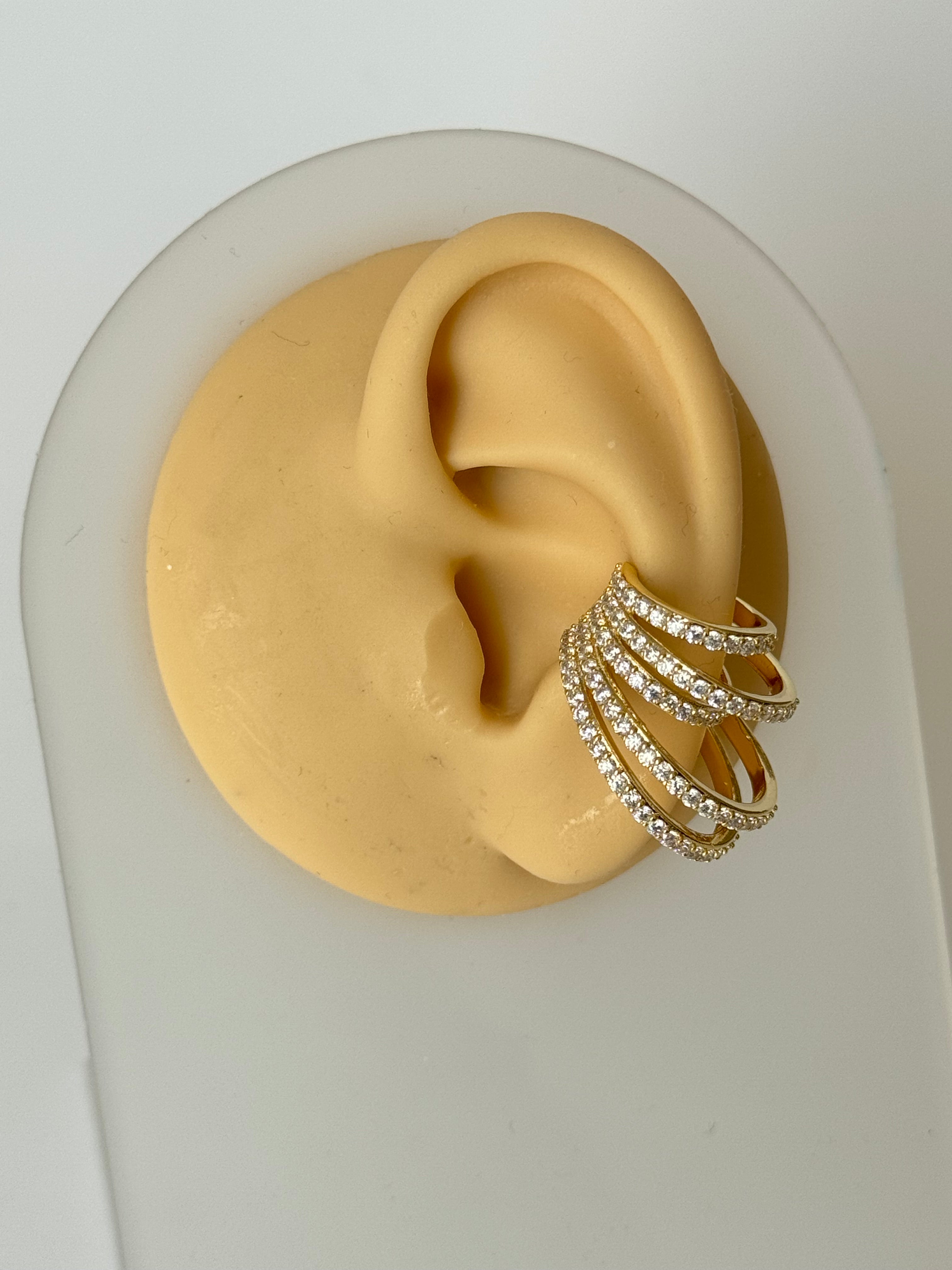 ELEN TAŞ DETAYLI GOLD KIKIRDAK KÜPE EARCUFF