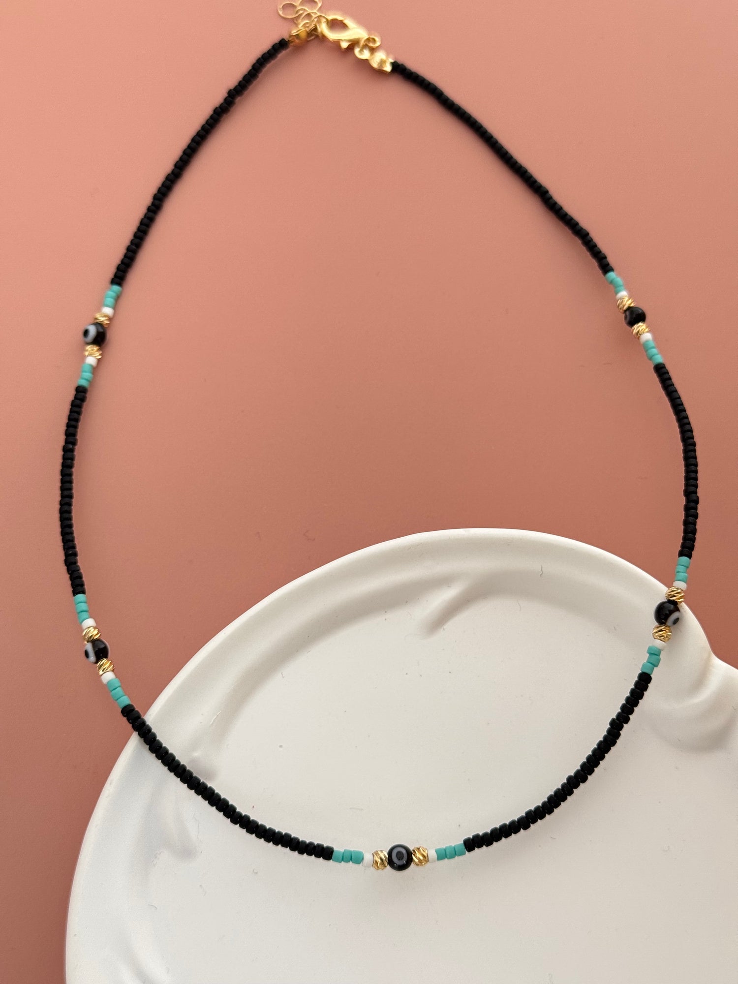 NOVA NAZAR BONCUK DETAYLI SİYAH KOLYE