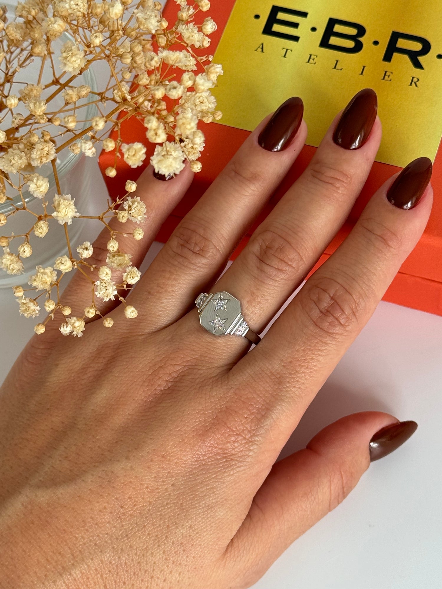 İTHAL YILDIZ DETAYLI AYARLANABİLİR SİLVER YÜZÜK