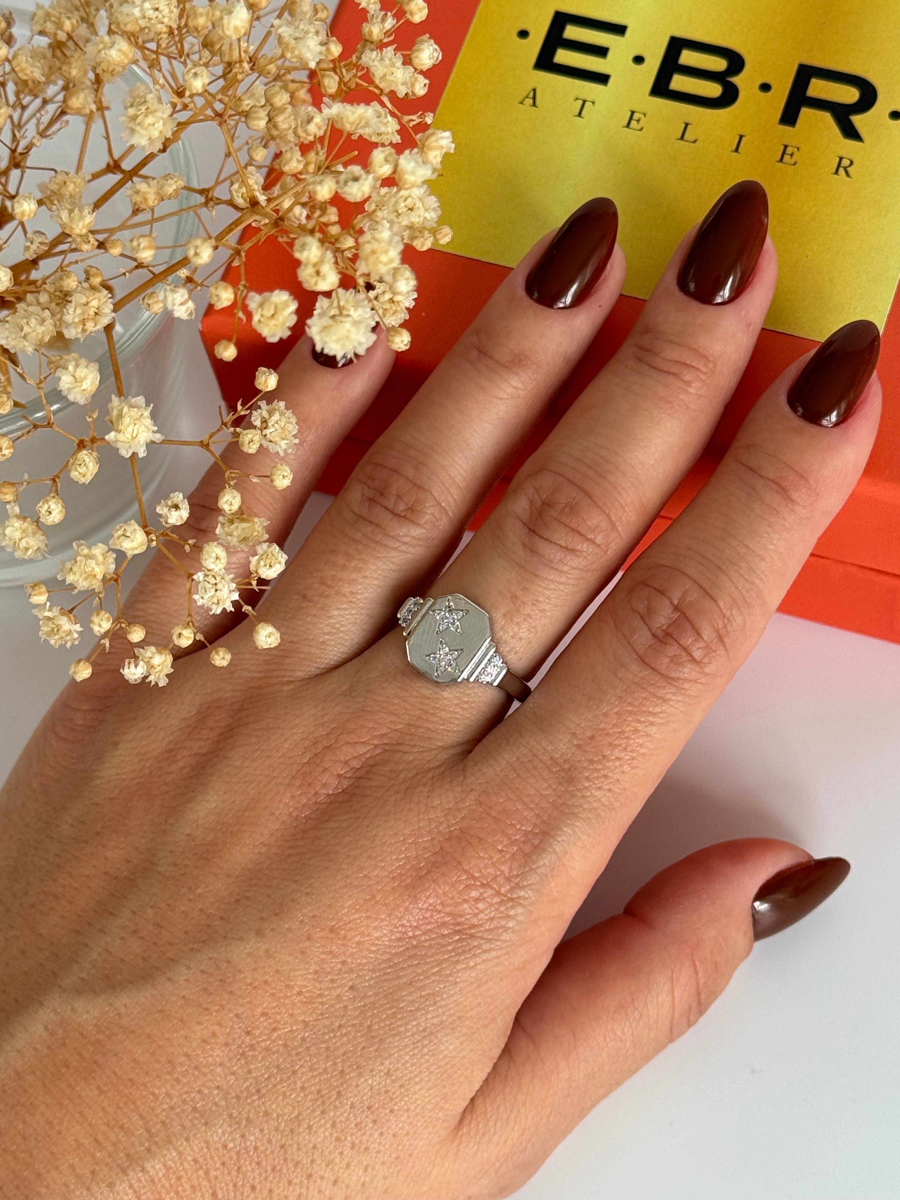 İTHAL YILDIZ DETAYLI AYARLANABİLİR SİLVER YÜZÜK