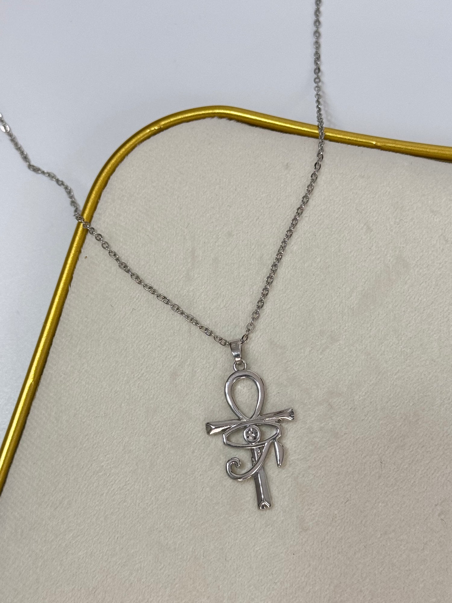 İTHAL GÖZ DETAYLI UZUN SİLVER KOLYE