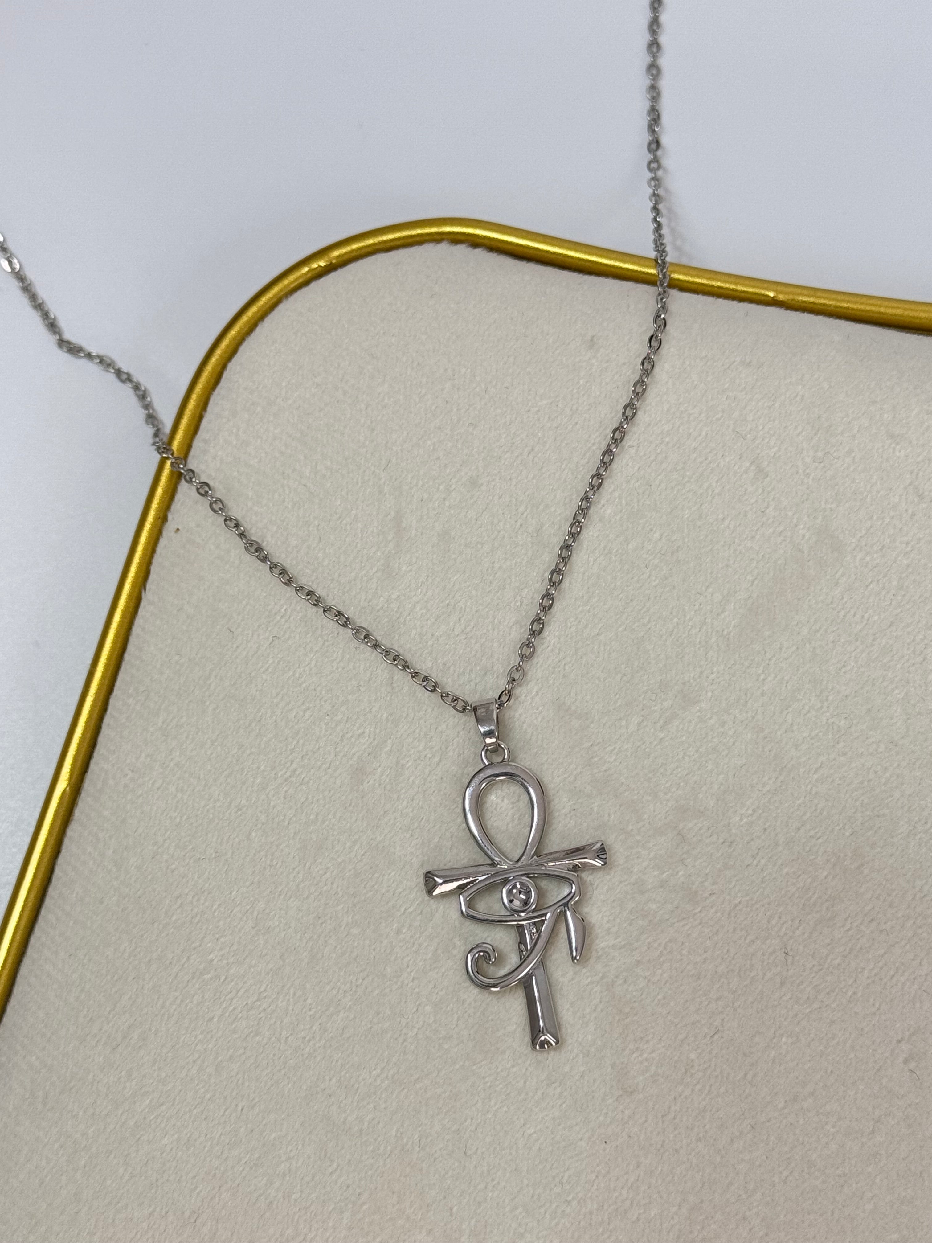 İTHAL GÖZ DETAYLI UZUN SİLVER KOLYE