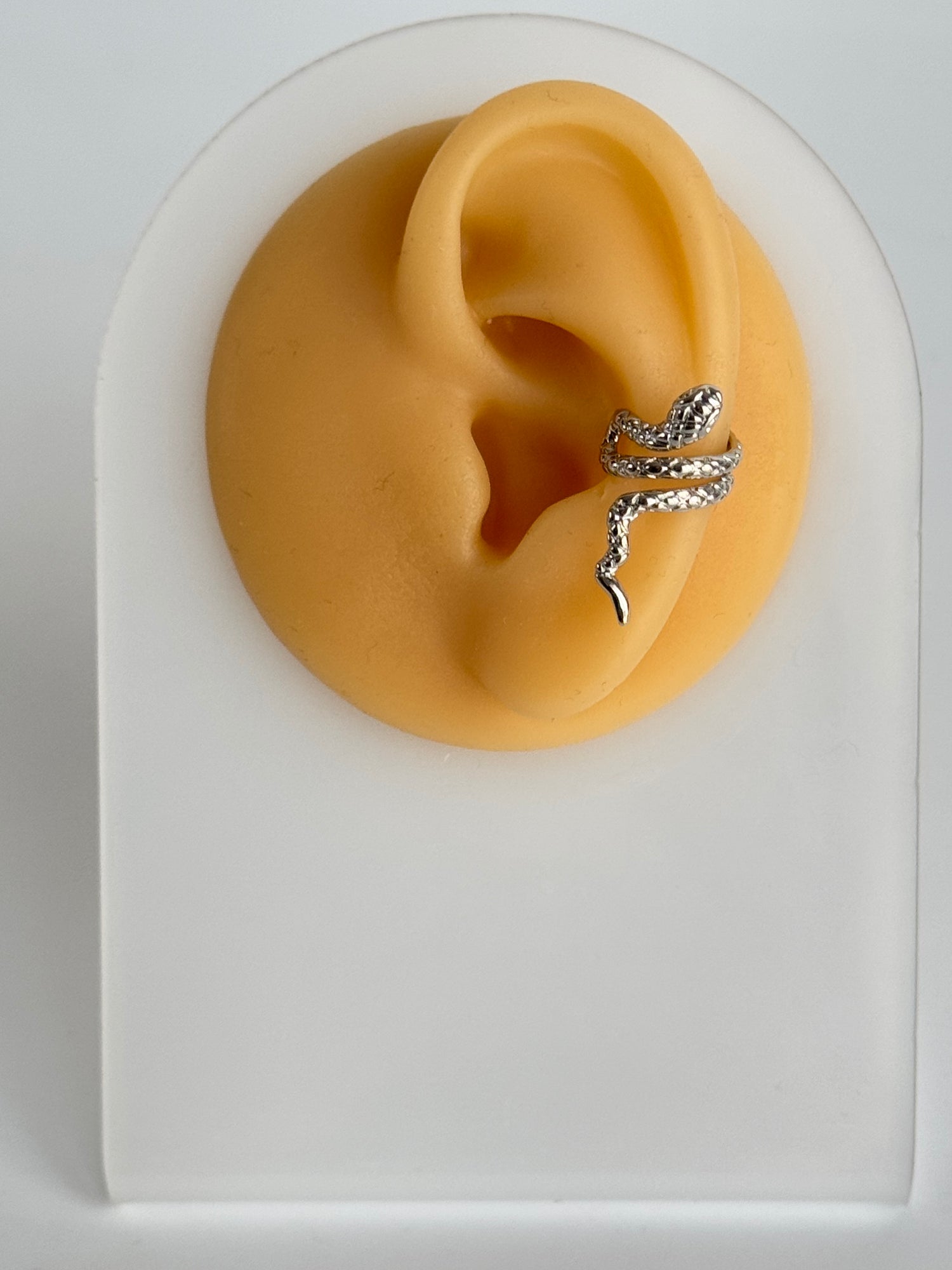 İTHAL YILANLI SİLVER KIKIRDAK KÜPE EARCUFF
