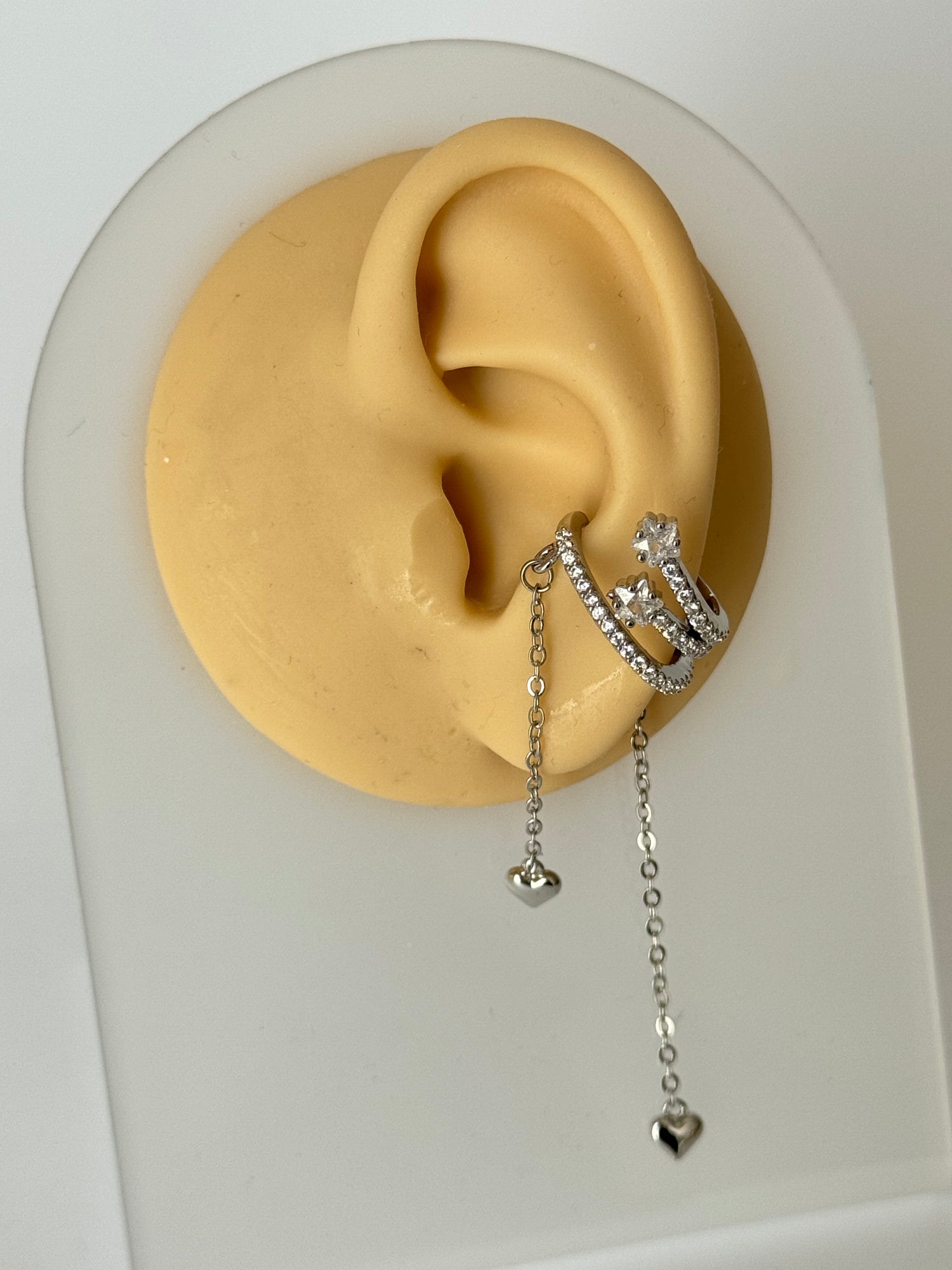 SANİ TAŞ DETAYLI SALLANTILI SİLVER SOL KULAK KIKIRDAK KÜPE EARCUFF