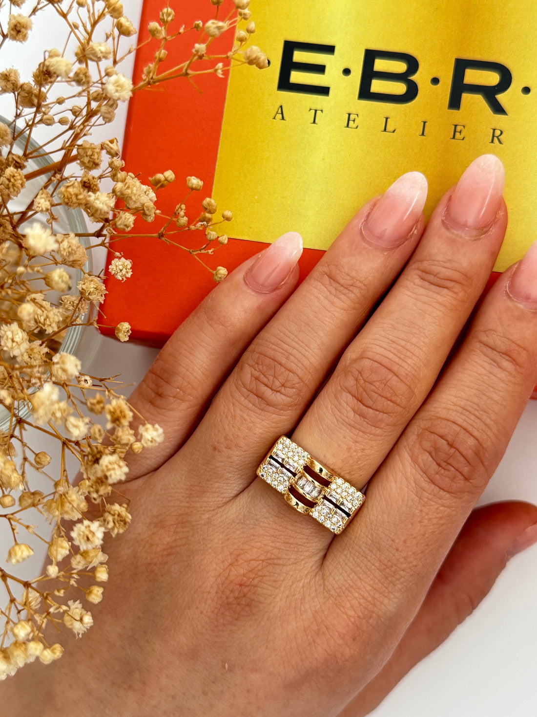 KOE TAŞ DETAYLI GOLD AYARLANABİLİR YÜZÜK