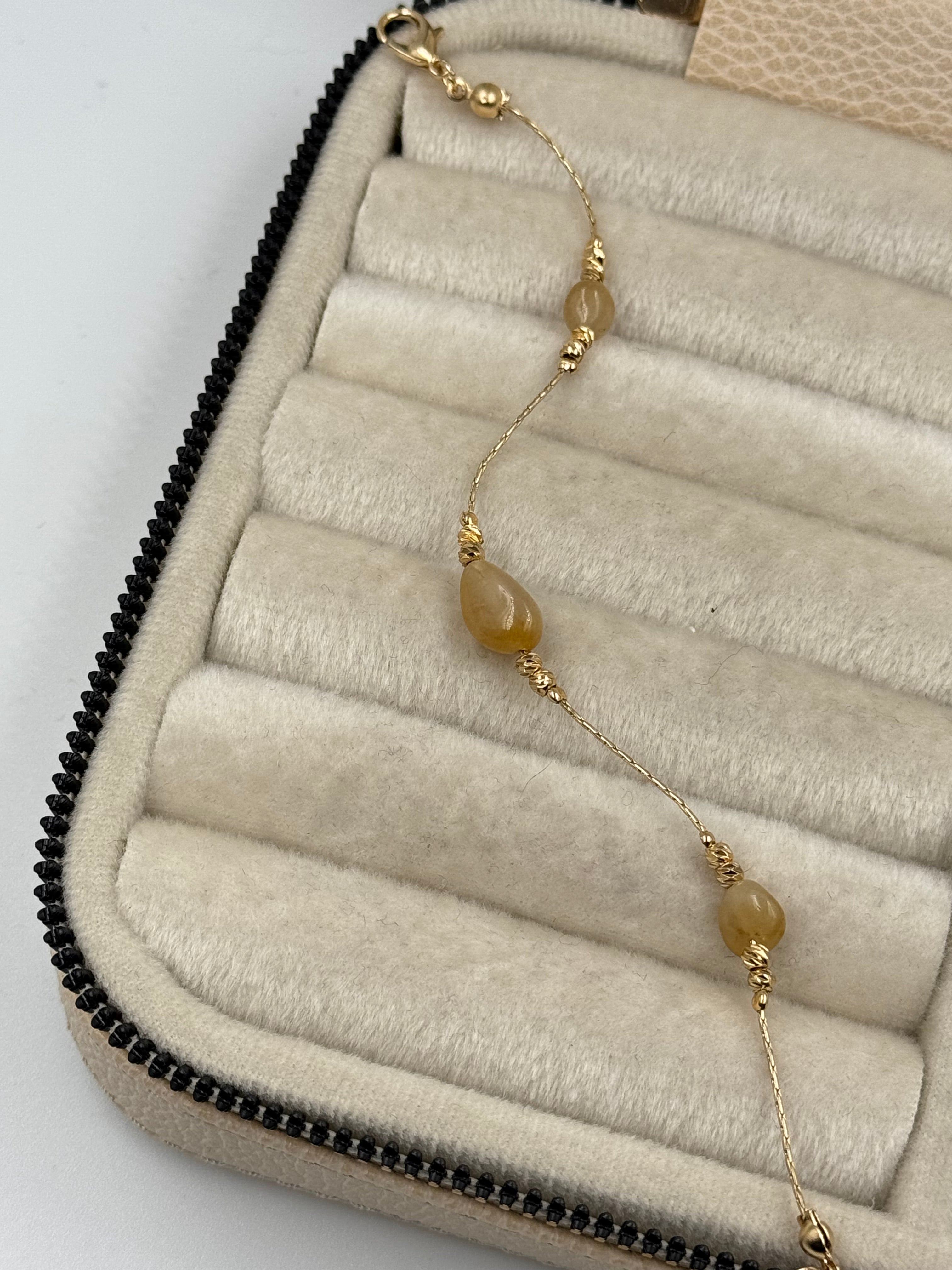 SİYARE SARI DOĞAL TAŞLI ALTIN KAPLAMA BİLEKLİK