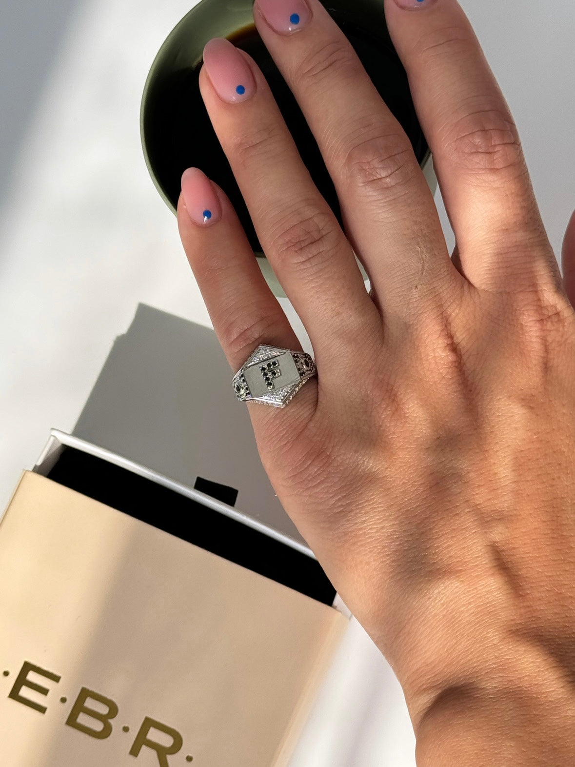 İTHAL F HARF AYARLANABİLİR SİLVER SERÇE PARMAK YÜZÜK