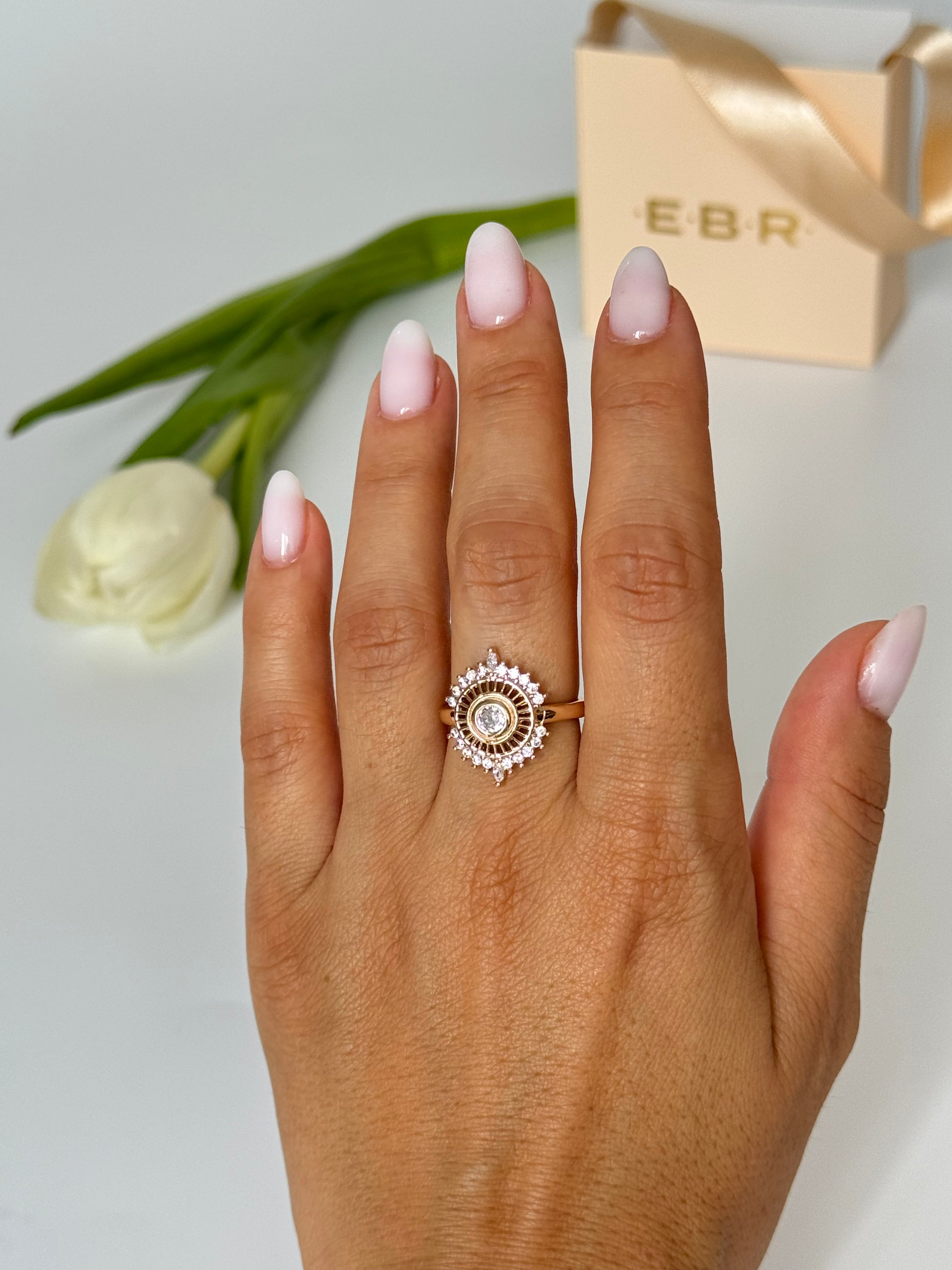 İTHAL TAŞLI VİNTAGE GOLD AYARLANABİLİR YÜZÜK