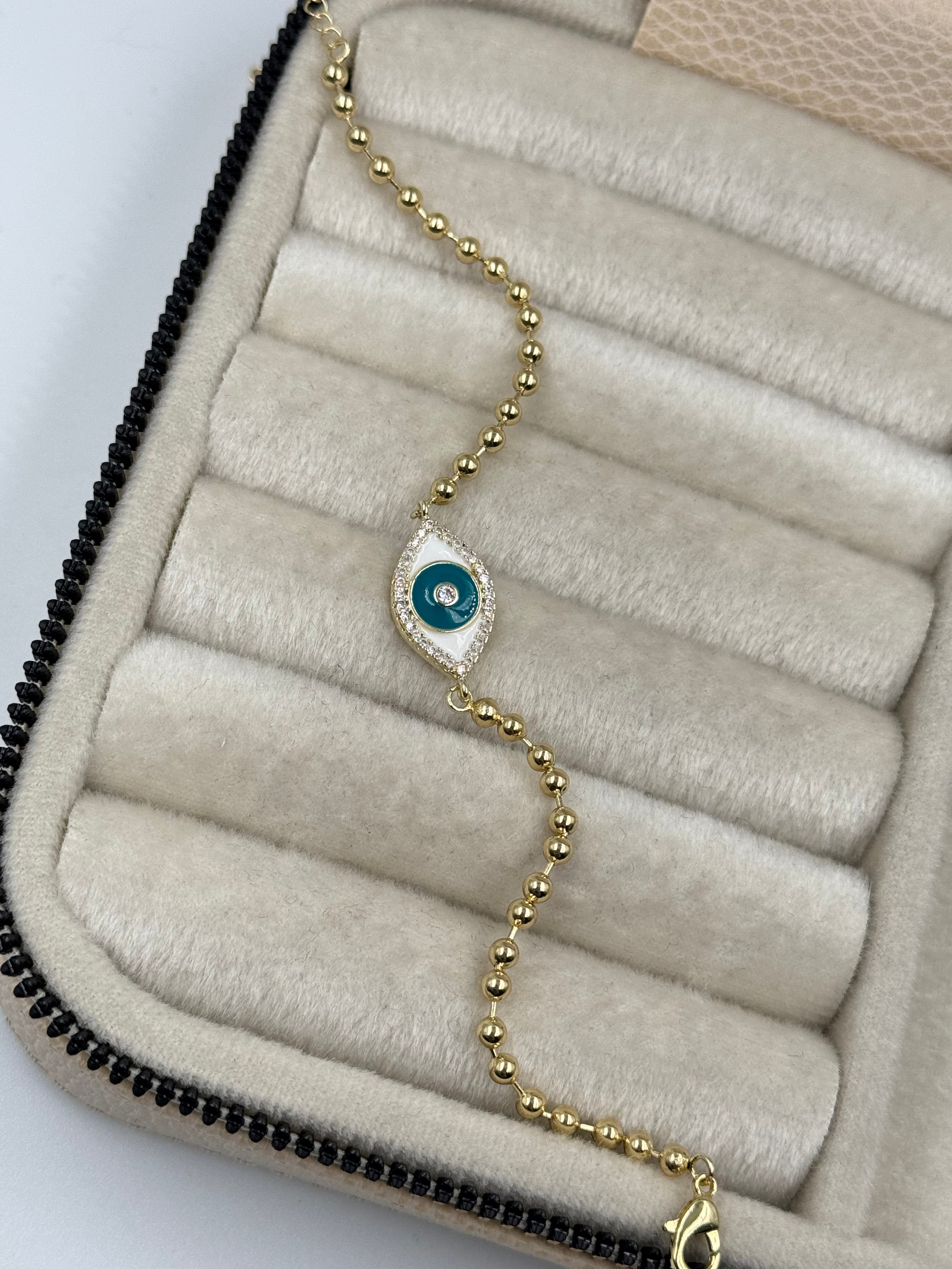 LORA NAZAR BONCUK DETAYLI GOLD BİLEKLİK