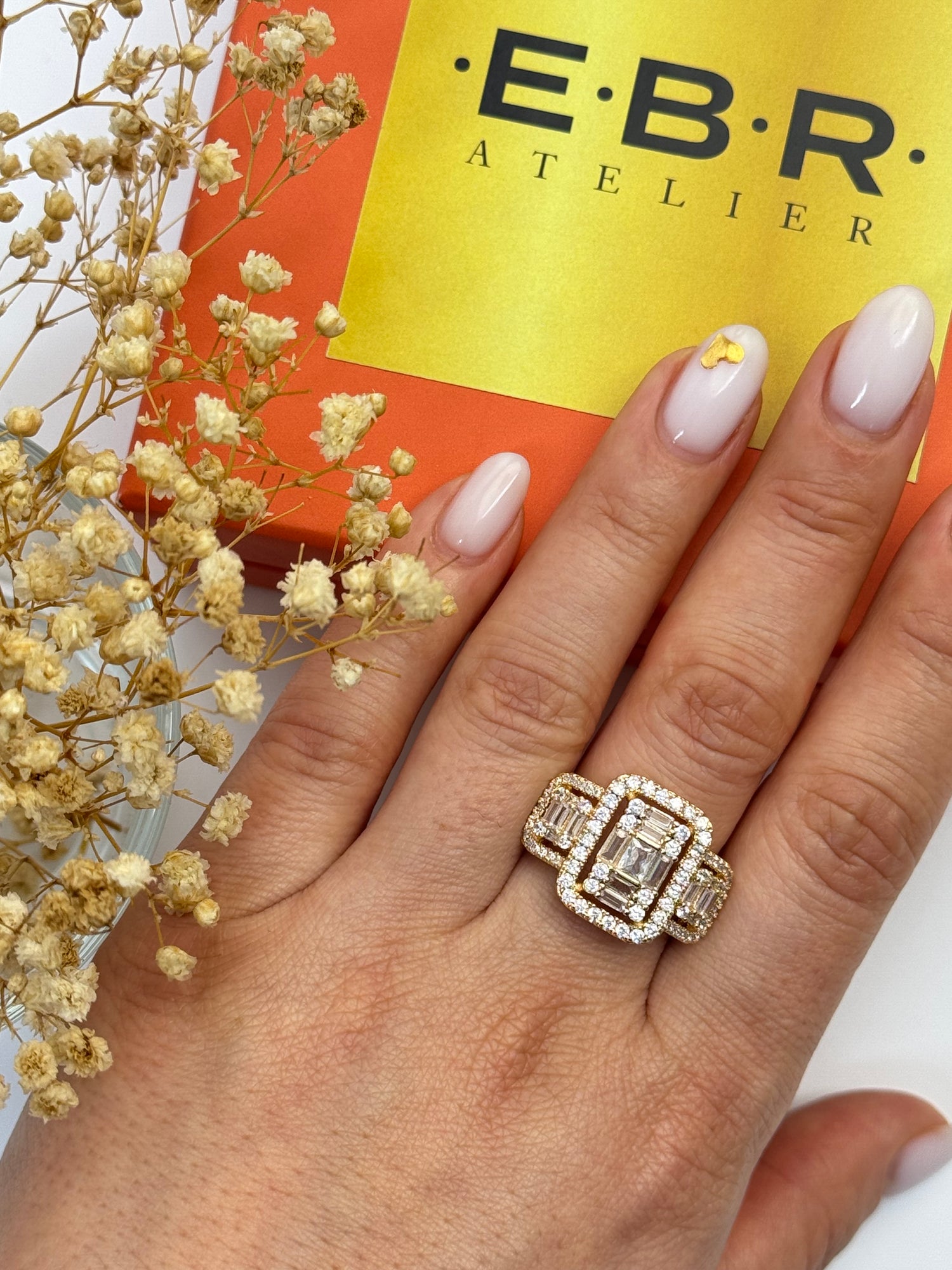 İTHAL BAGET TAŞLI GOLD AYARLANABİLİR YÜZÜK