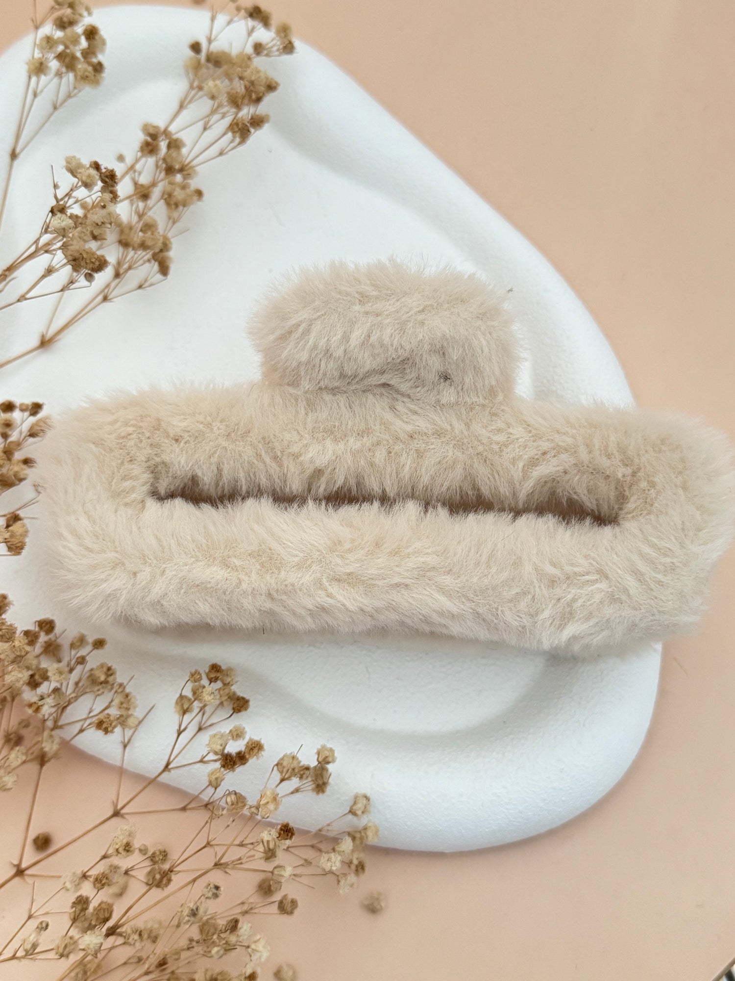 İTHAL KREM DİKDÖRTGEN BÜYÜK BOY PELUŞ MANDAL TOKA