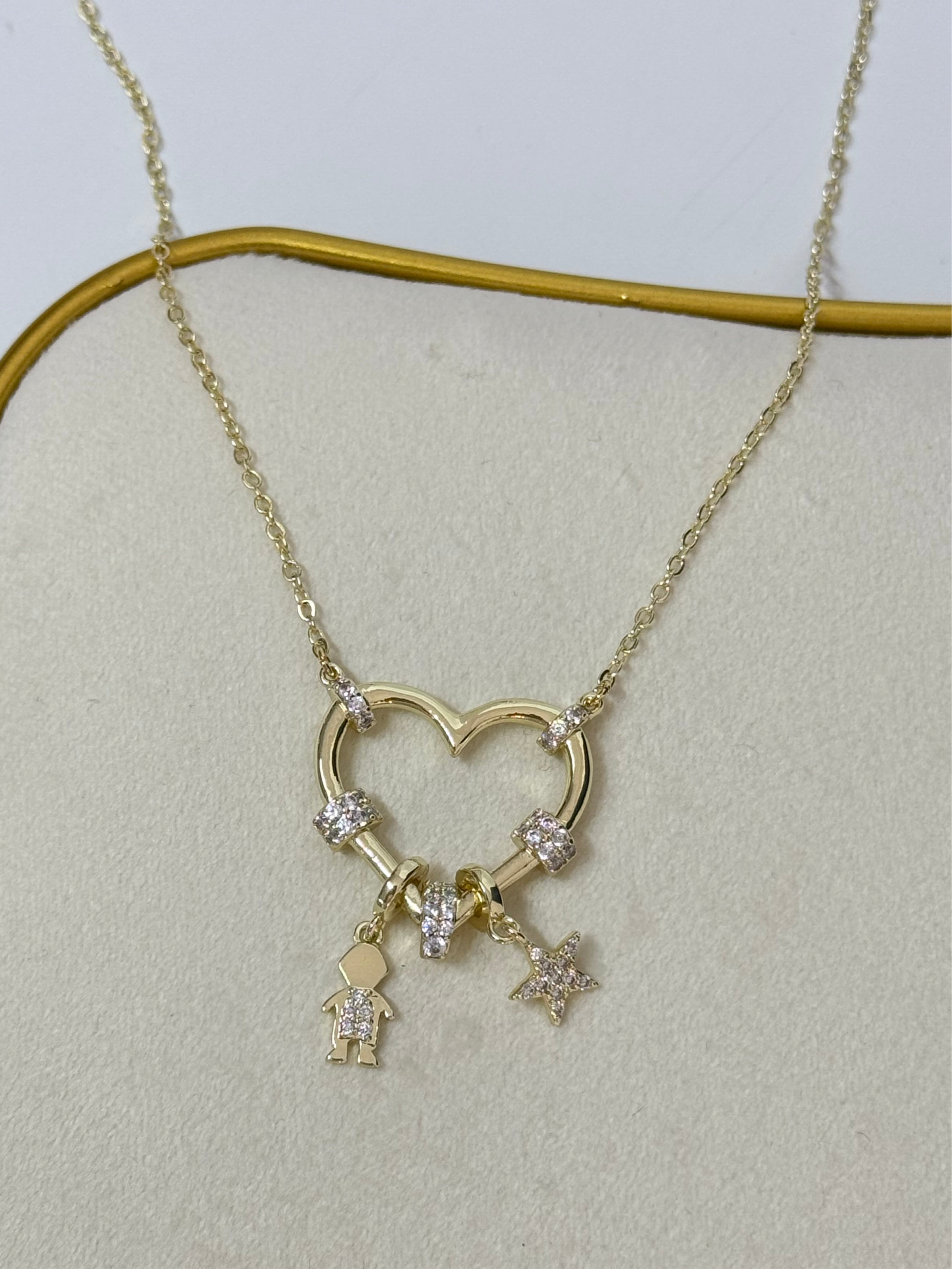 İTHAL KALP DETAYLI UZUN GOLD KOLYE