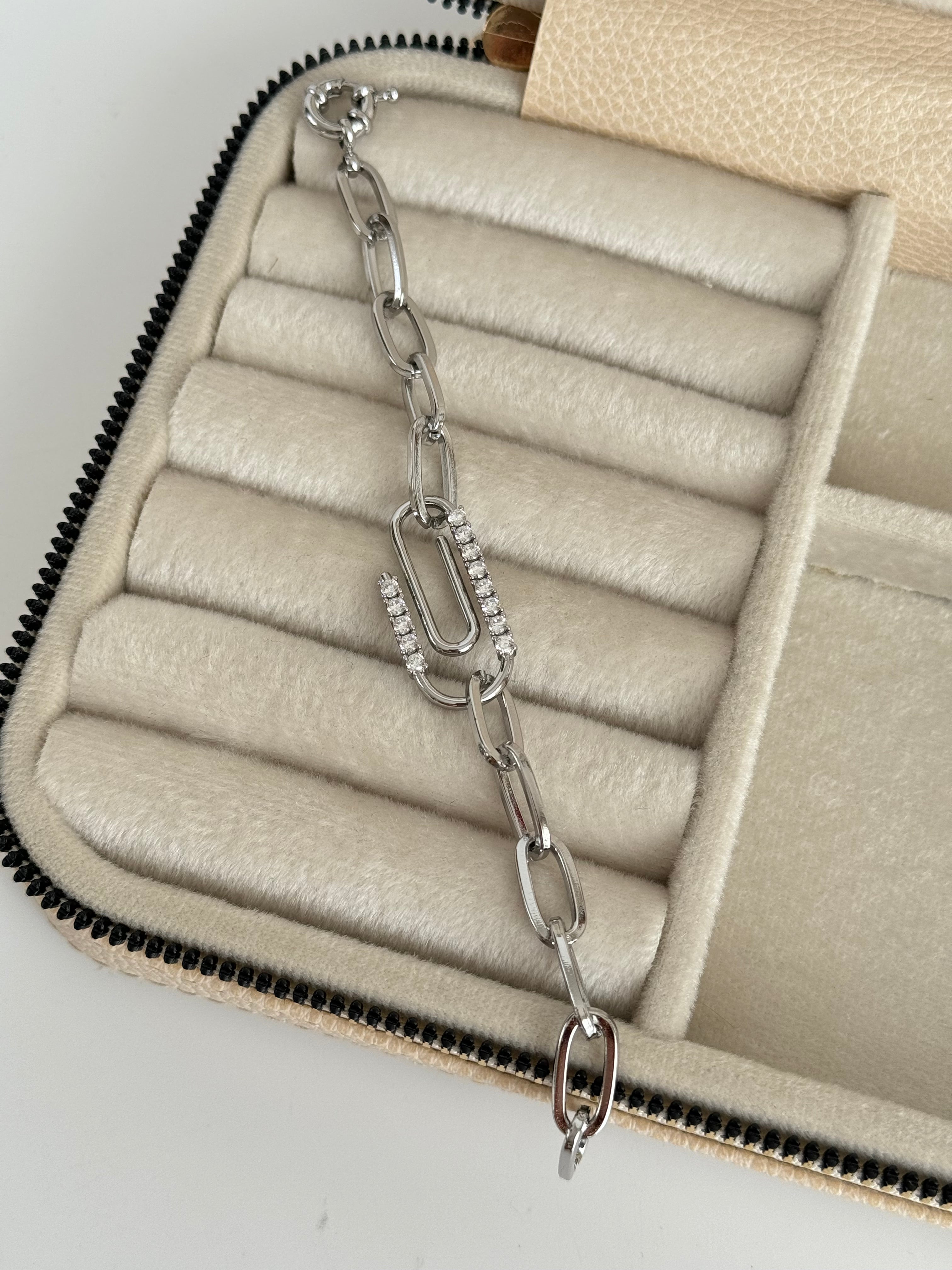 İTHAL ATAÇ DETAYLI SİLVER BİLEKLİK