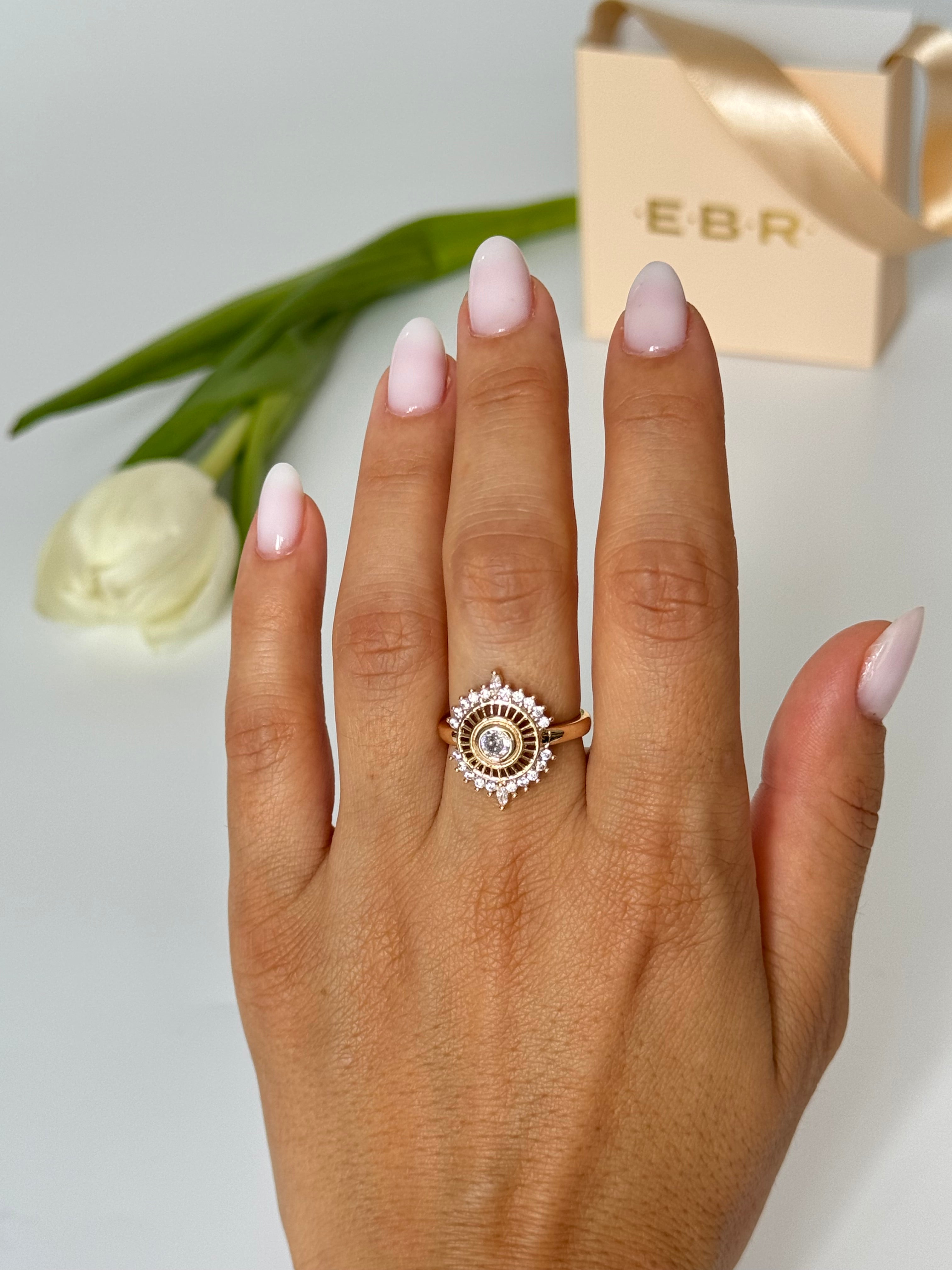 İTHAL TAŞLI VİNTAGE GOLD AYARLANABİLİR YÜZÜK