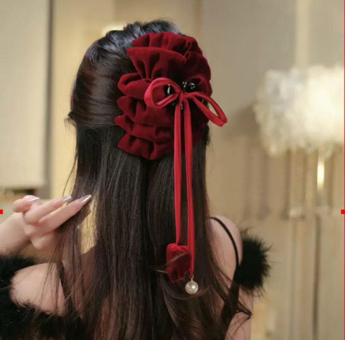 İTHAL KIRMIZI KADİFE MANDAL TOKA