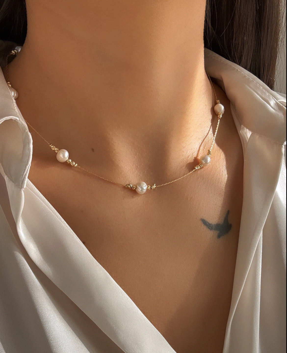 SİYARE GERÇEK İNCİLİ ALTIN KAPLAMA KOLYE