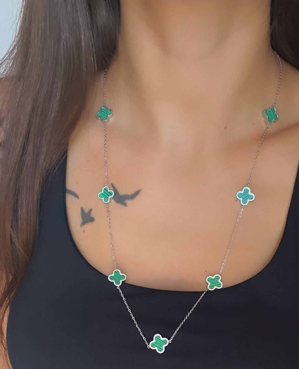 İTHAL MARKA MODEL SİLVER UZUN ÇELİK KOLYE