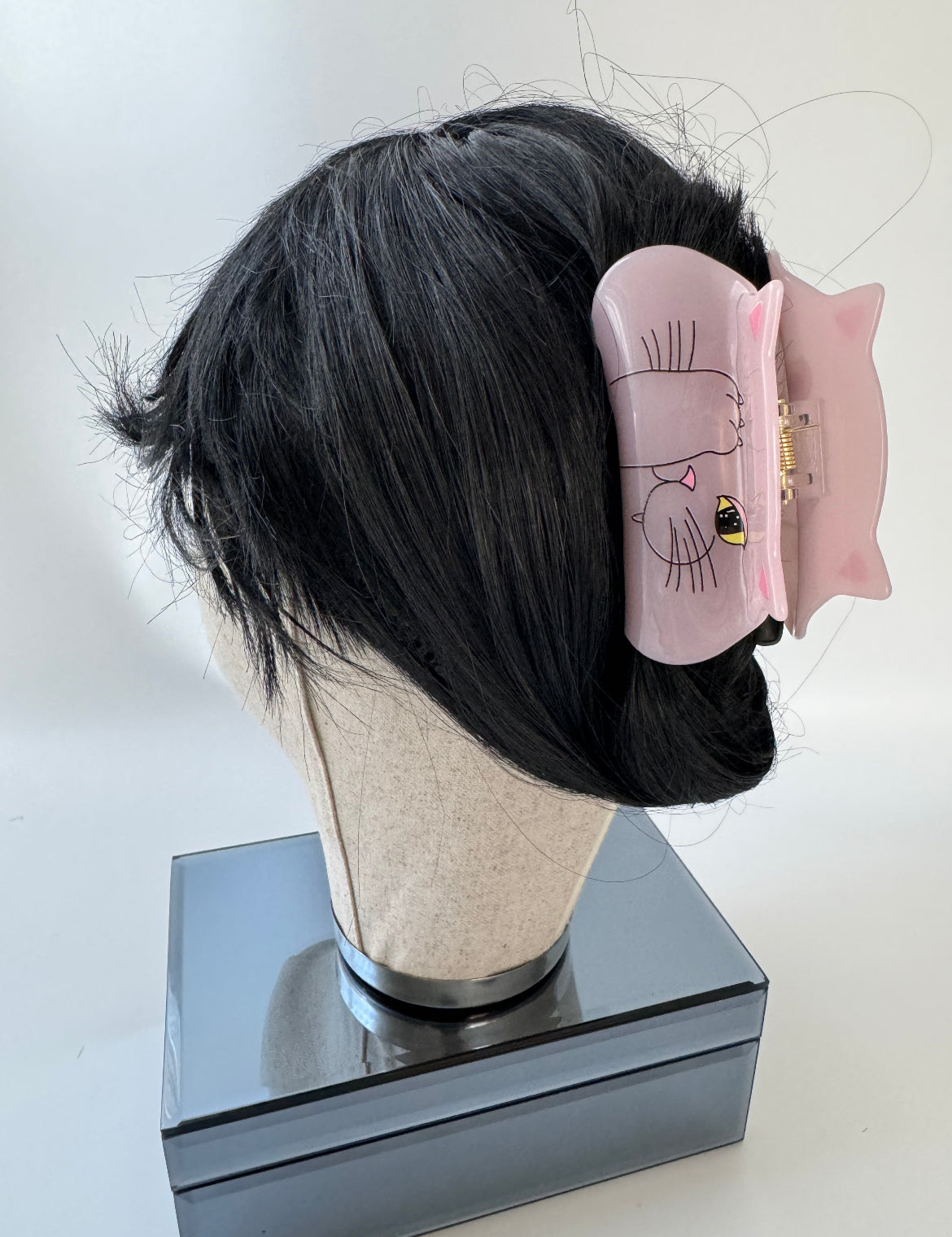 İTHAL PEMBE KEDİ DESENLİ KEMİK MANDAL TOKA