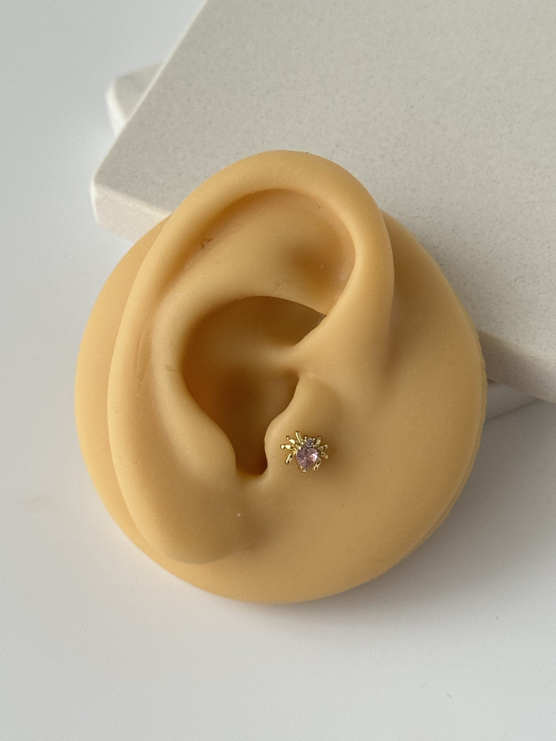 PEMBE TAŞLI ÖRÜMCEK TRAGUS PİERCİNG