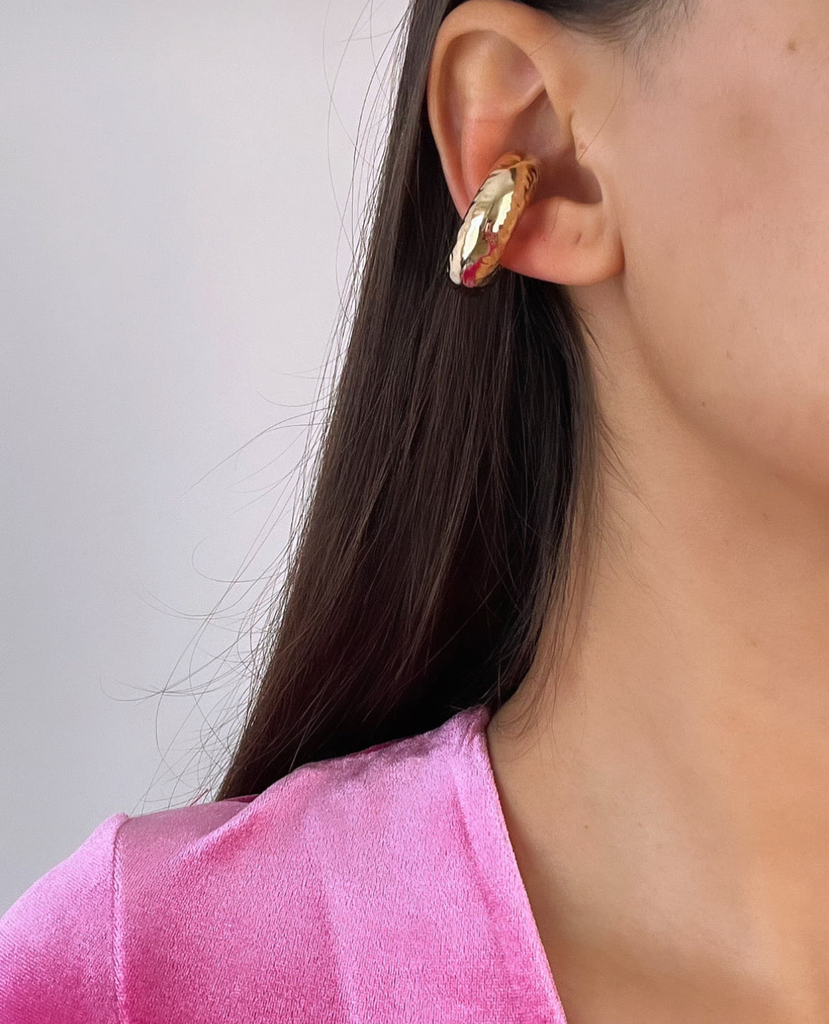 İTHAL XL DESENLİ BALON HALKA GOLD KIKIRDAK KÜPE EARCUFF