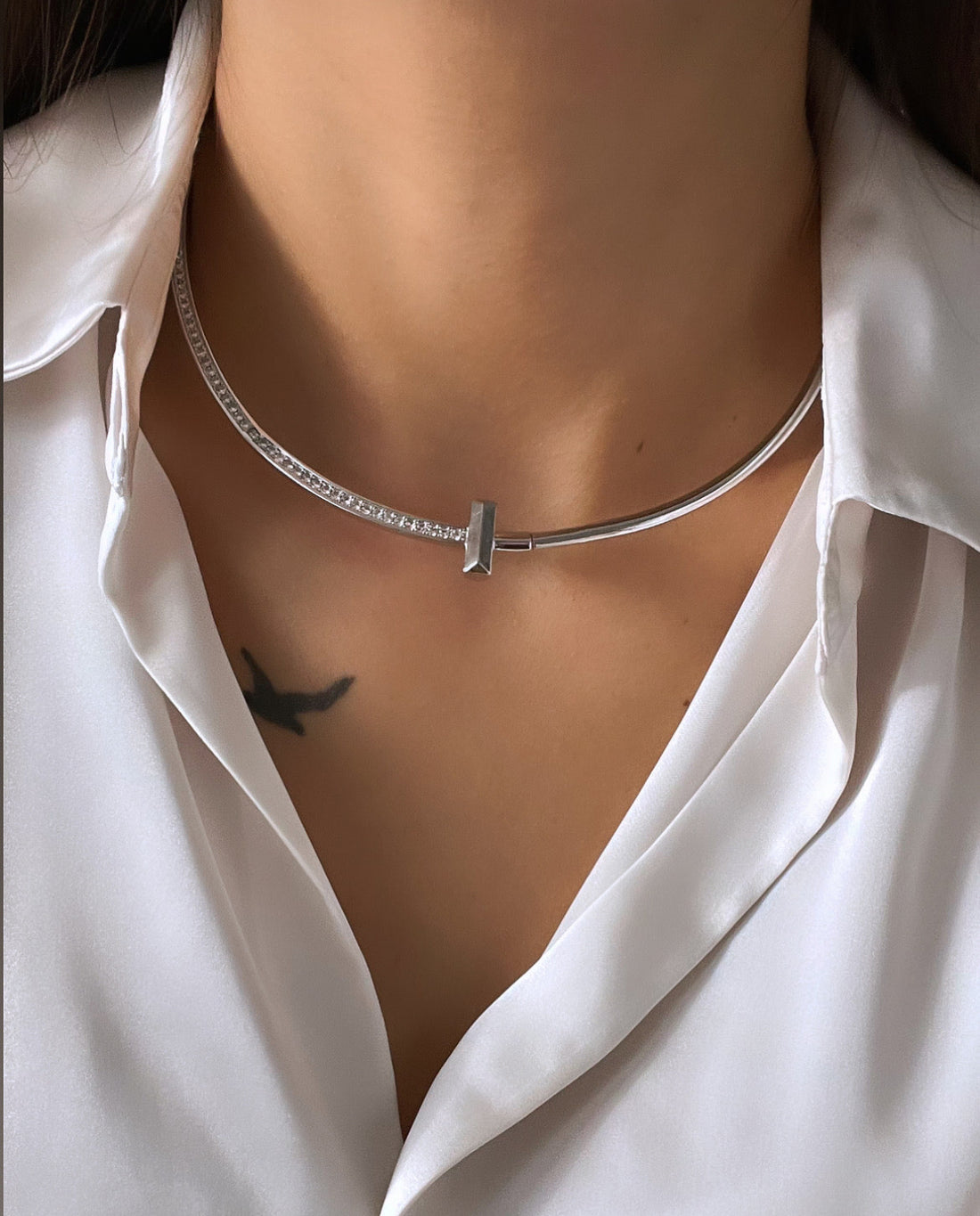 MARKA MODEL SİLVER CHOKER KOLYE