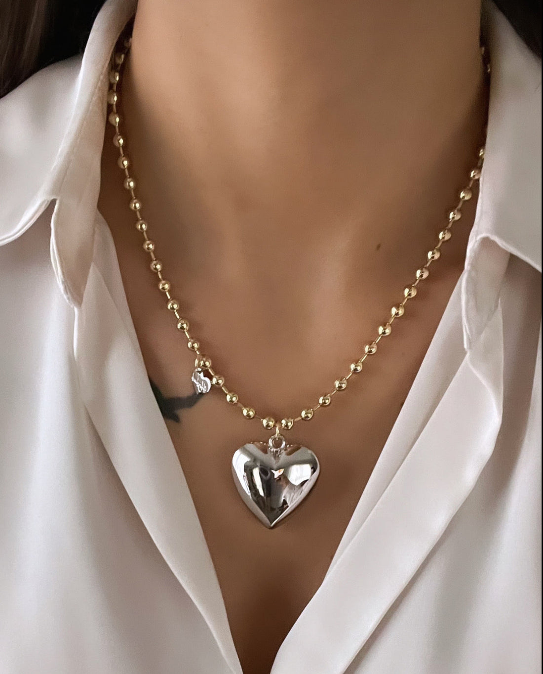 İTHAL SİLVER KALPLİ KOLYE