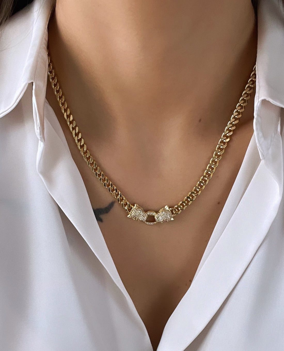 KAPLAN DETAYLI GOLD ZİNCİR KOLYE