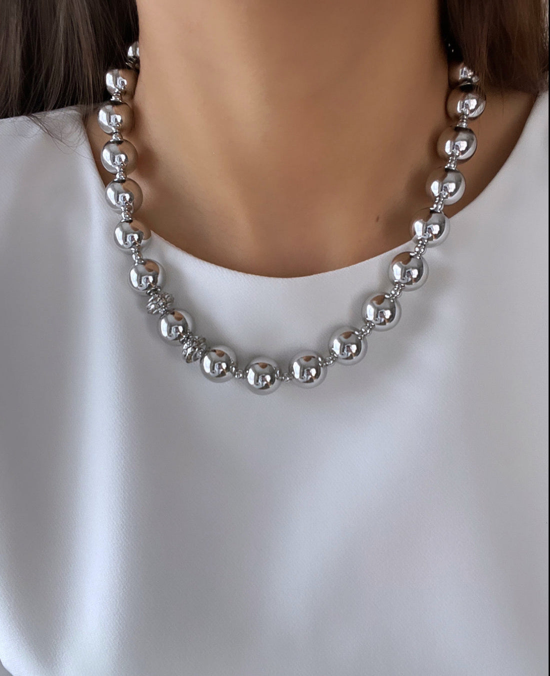 İTHAL KAPLAMA SİLVER TOP KOLYE