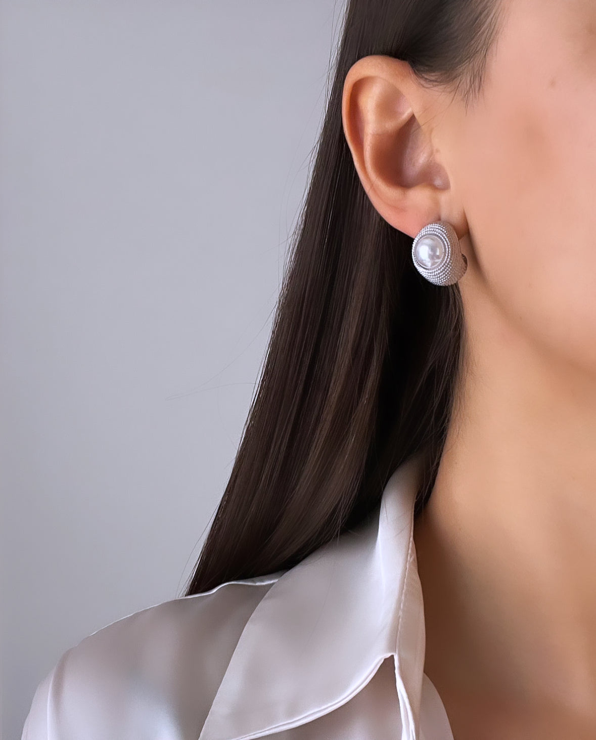 İTHAL İNCİ DETAYLI SİLVER KÜPE