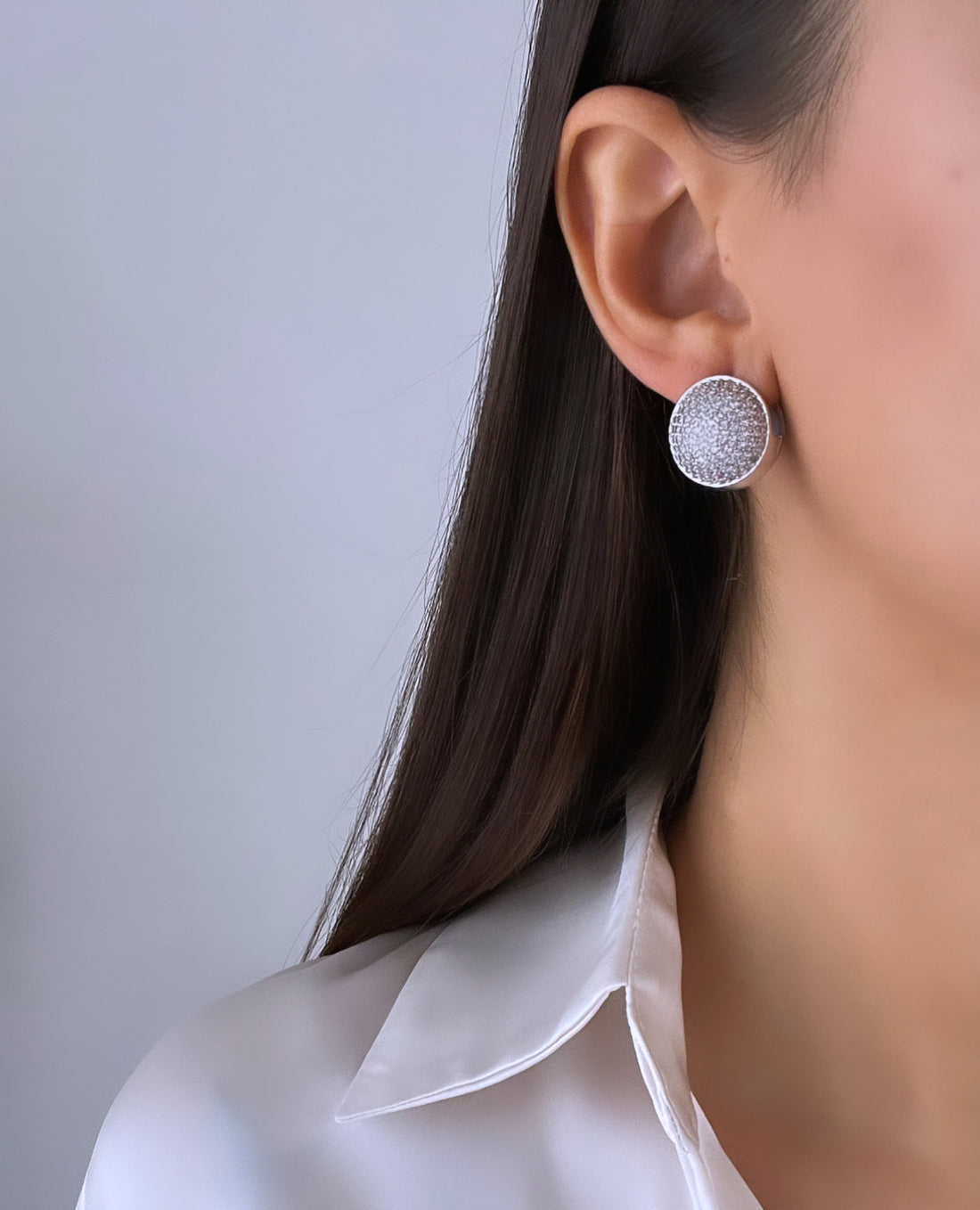 İTHAL ZİRKON TAŞLI SİLVER TOP KÜPE